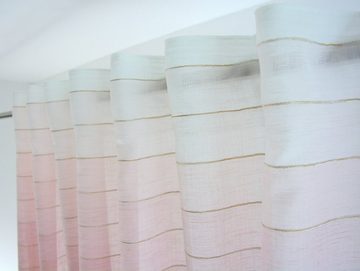 Gardine Schlaufenschal Farbverlauf rosa braun 245 x 135, Clever-Kauf-24, halbtransparenter Seitenschal