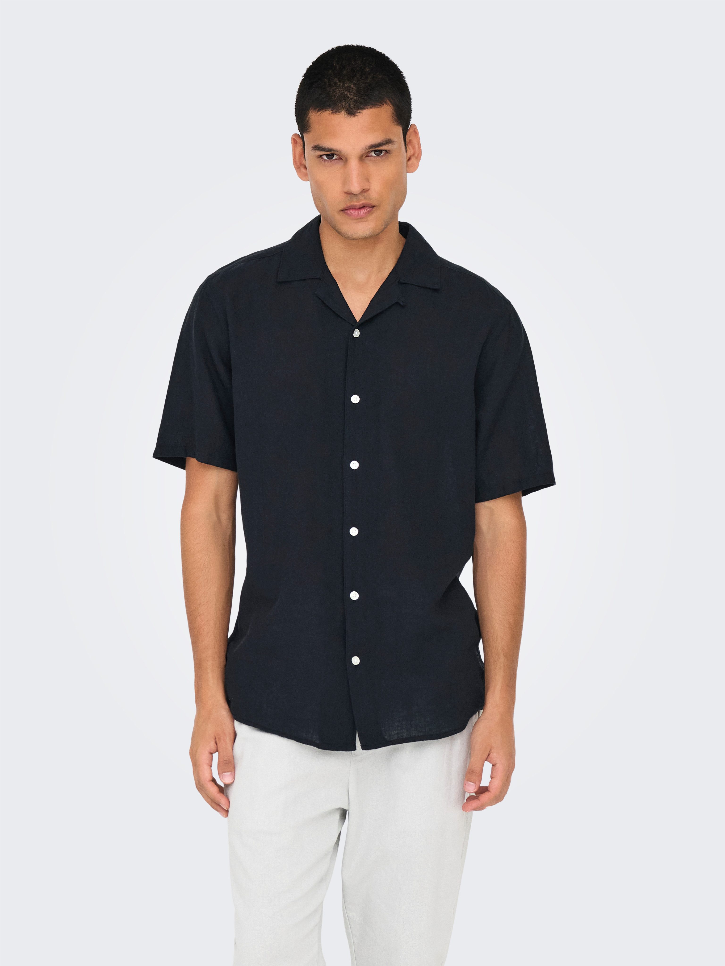 Kurzarmhemd ONSCAIDEN SS SOLID RESORT LINEN NOOS