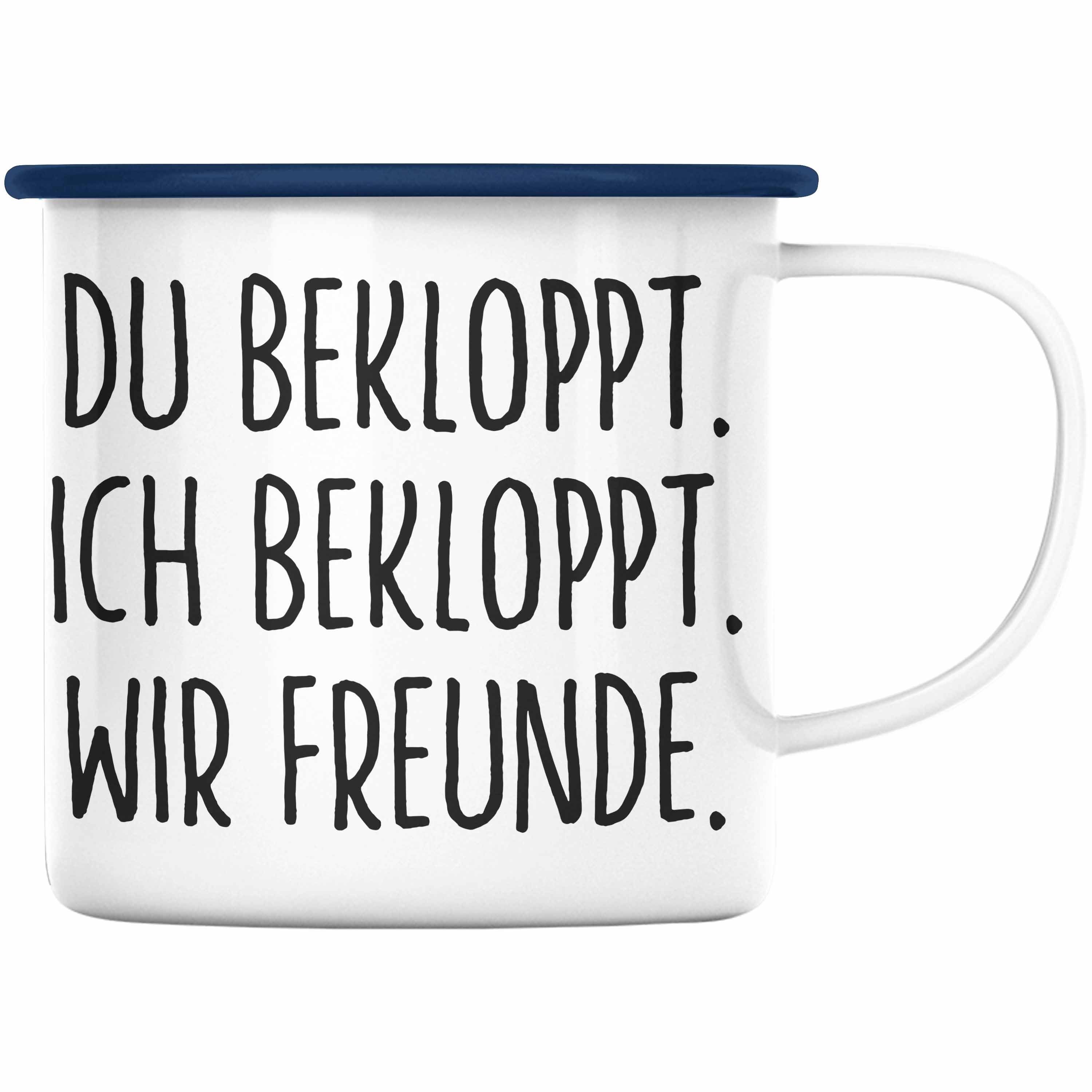 Trendation Thermotasse Trendation - Beste Freunde Emaille Tasse Geschenk Beste Freundin Freund Kaffeetasse Geschenkidee BFF Allerbeste Freundin Spruch Geburtstag Freundinnen Blau