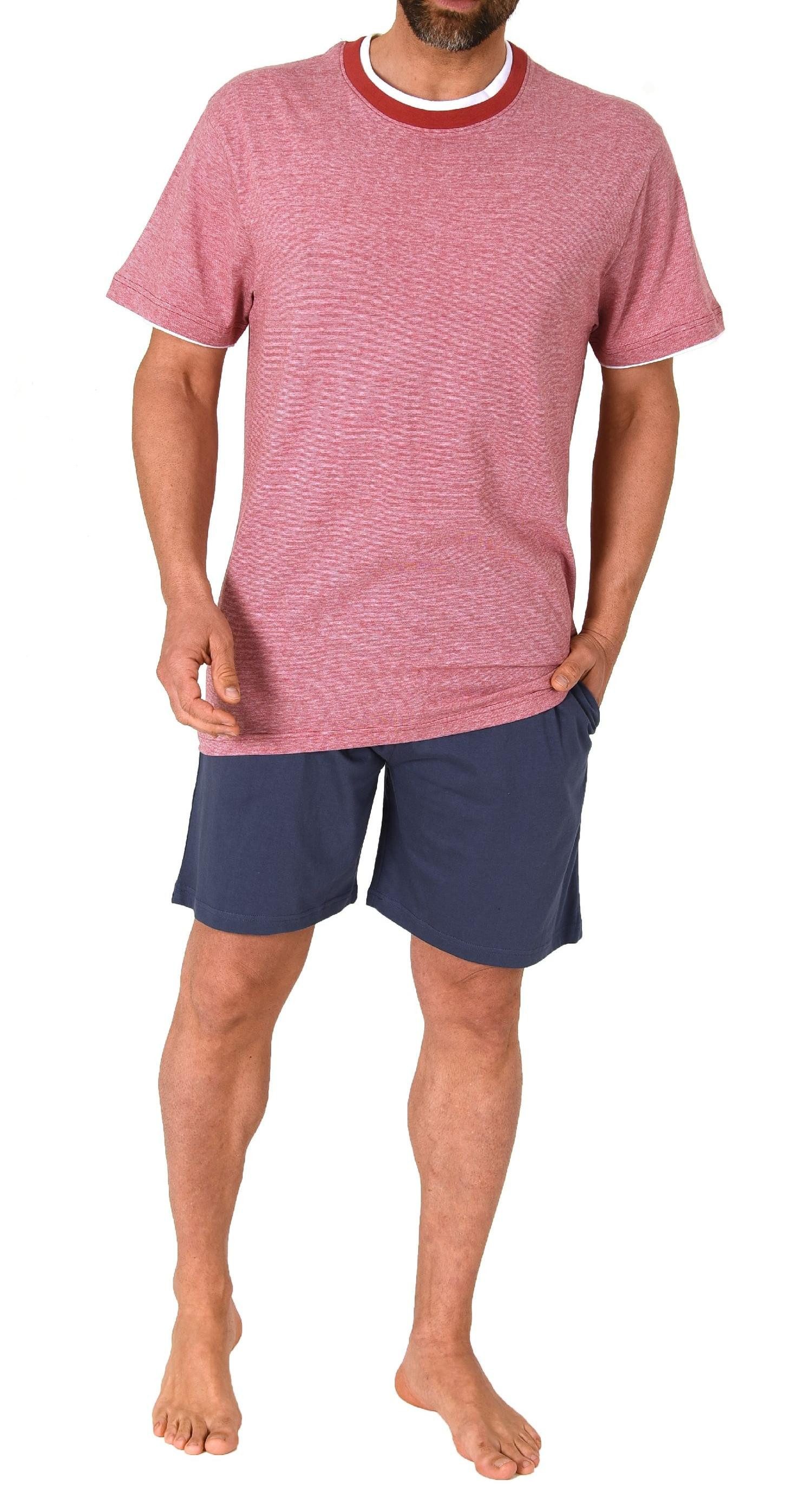 Pyjama Herren kurzarm Schlafanzug Shorty Pyjama in chilliger Optik