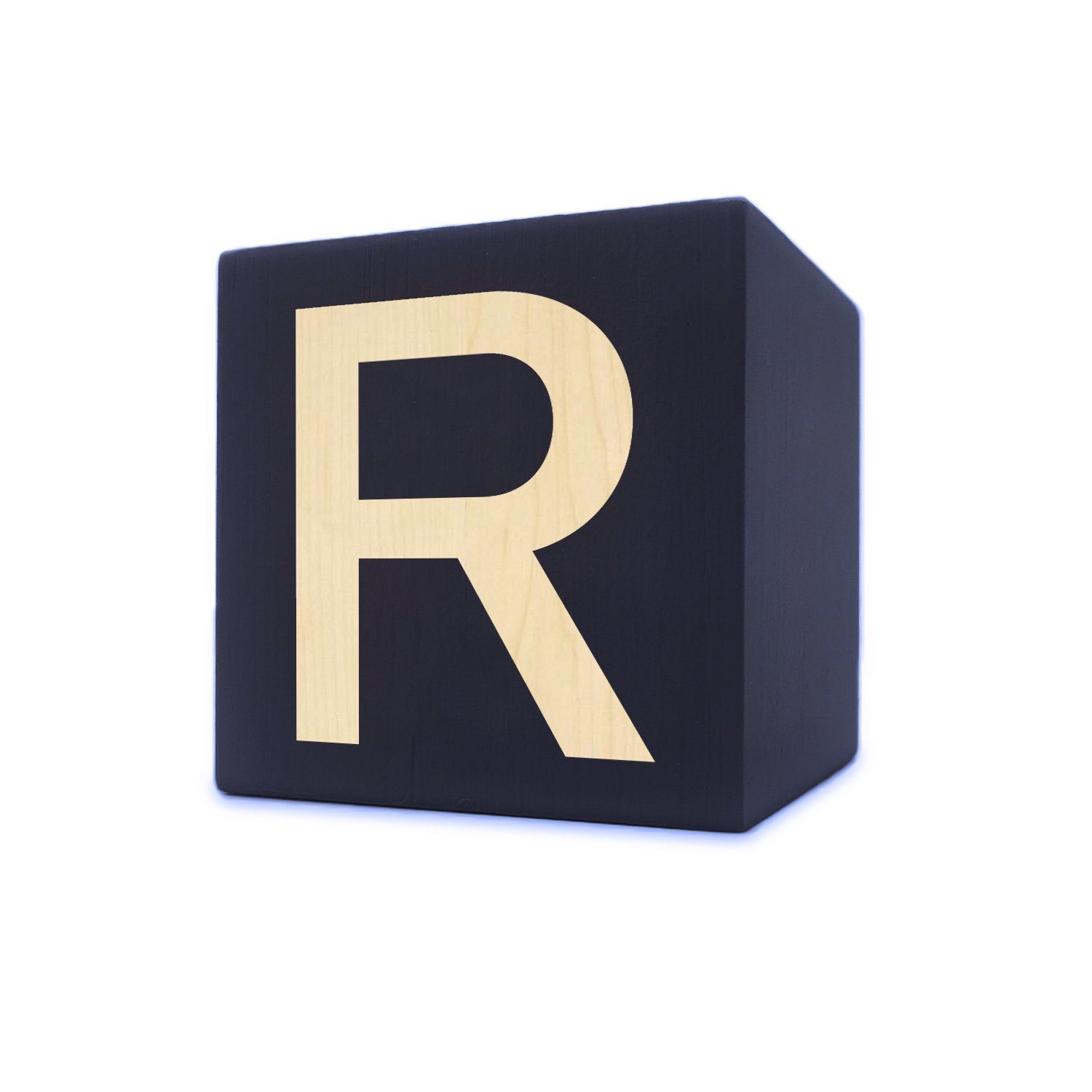 Kopper-24 Deko-Buchstaben Holzbuchstabe Würfel, 5 x 5 cm, schwarz, Buchstabe R