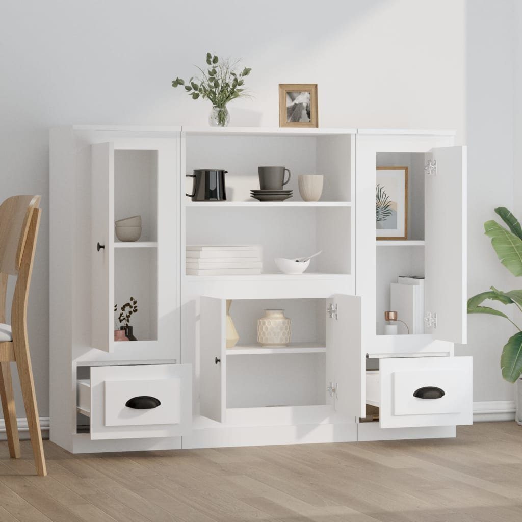 vidaXL Highboard 1035 cm Highboards 3 teilig Weiß Spanplatte