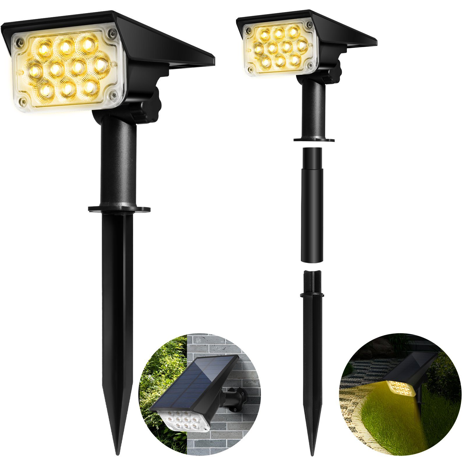 OZAVO LED Solarleuchte OZ2835, LED, Solarstrahler IP65 Außenleuchte Gartenlampe Außen-Wandleuchte