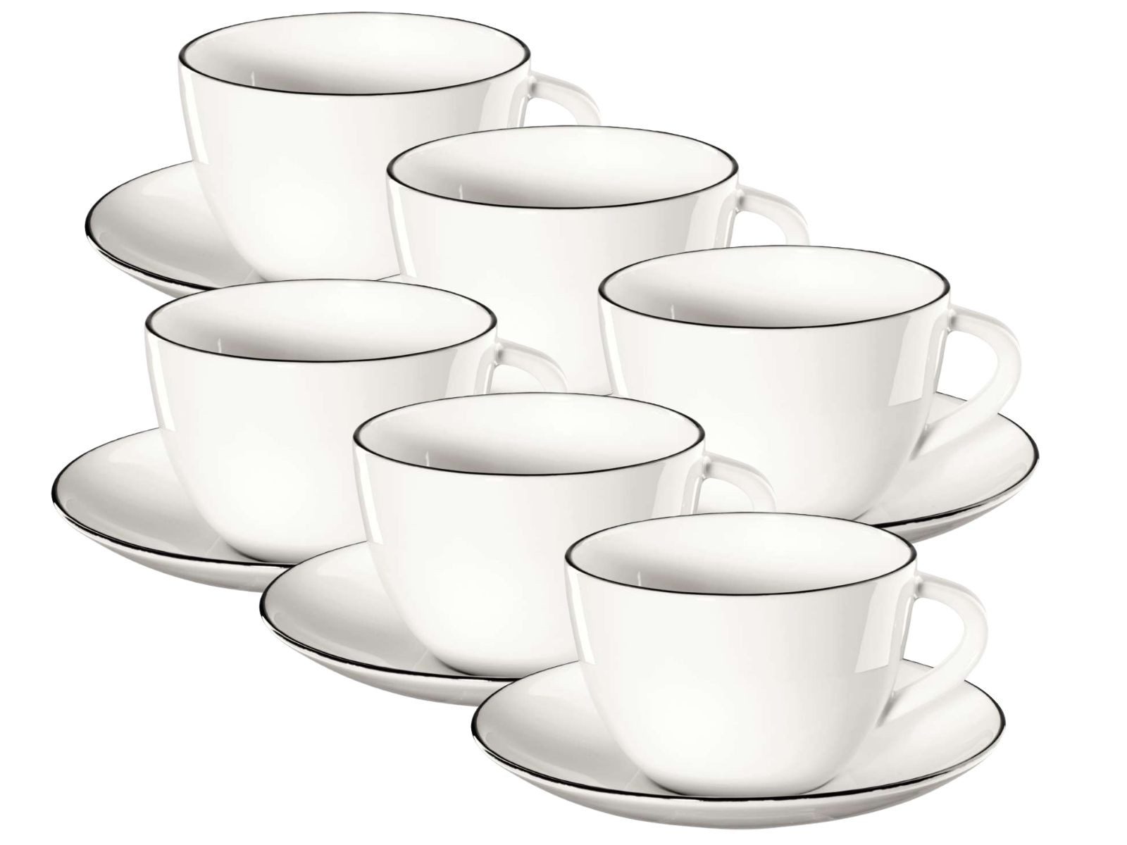 ASA SELECTION Geschirr-Set Selection à table ligne noire Kaffeetasse mit Untertasse 0,2l Set6 (6-tlg), Fine China