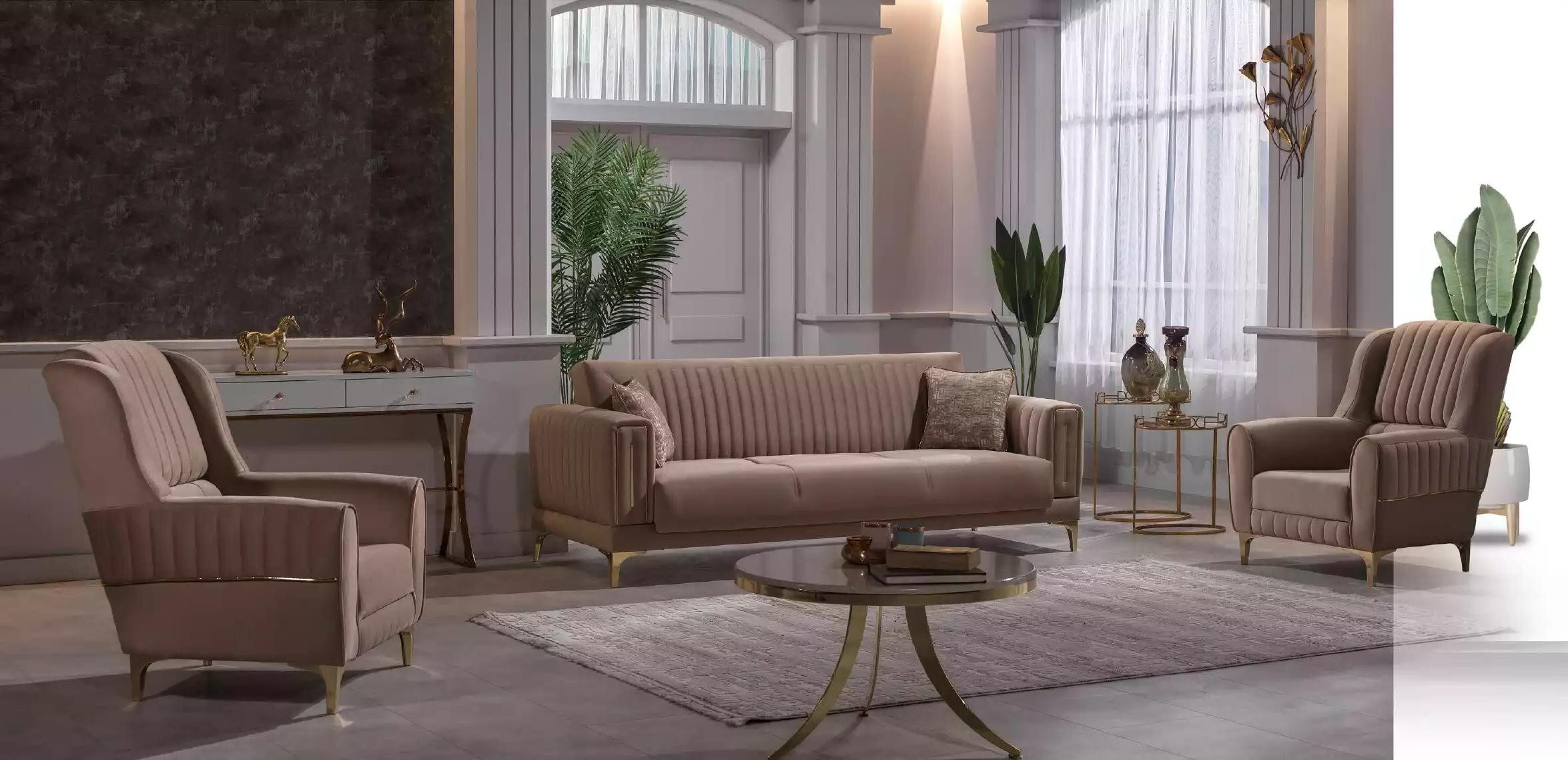 Xlmoebel Polstergarnitur Beige Sofagarnitur mit hochwertiger Verarbeitung und Design, (3-tlg., Sofagarnitur 3+1+1), Hergestellt in Europa