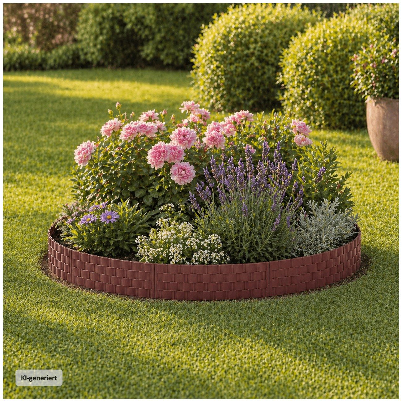 HTI-Living Beetumrandung Beetumrandung Nessa Flechtzaun 4-teilig Braun, LxH: 60x22 cm, Set, 4 Modulen, Beetbegrenzung Beeteinfassung Rattanoptik