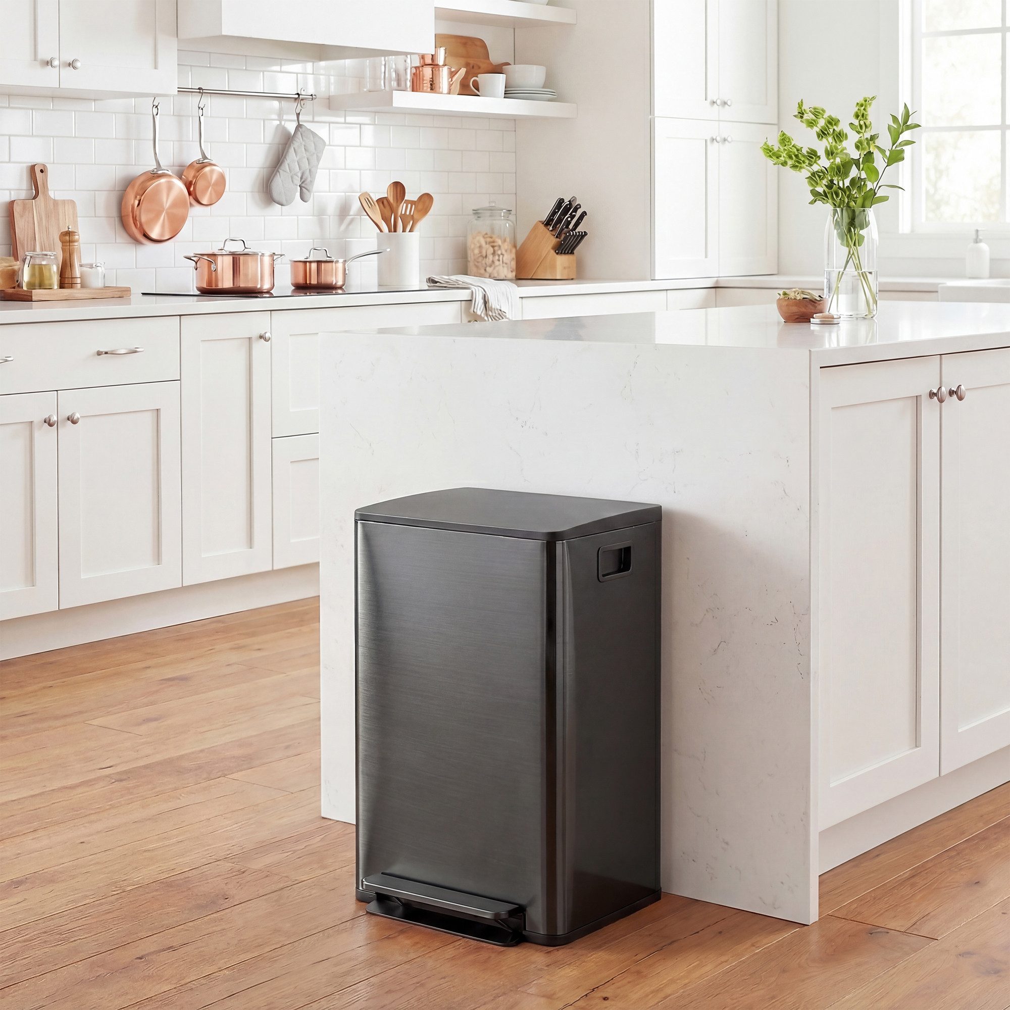 HOMCOM Mülltrennsystem Treteimer mit Softclose-Deckel, 2 Fächer, Soft-Close, Fingerabdruckfrei
