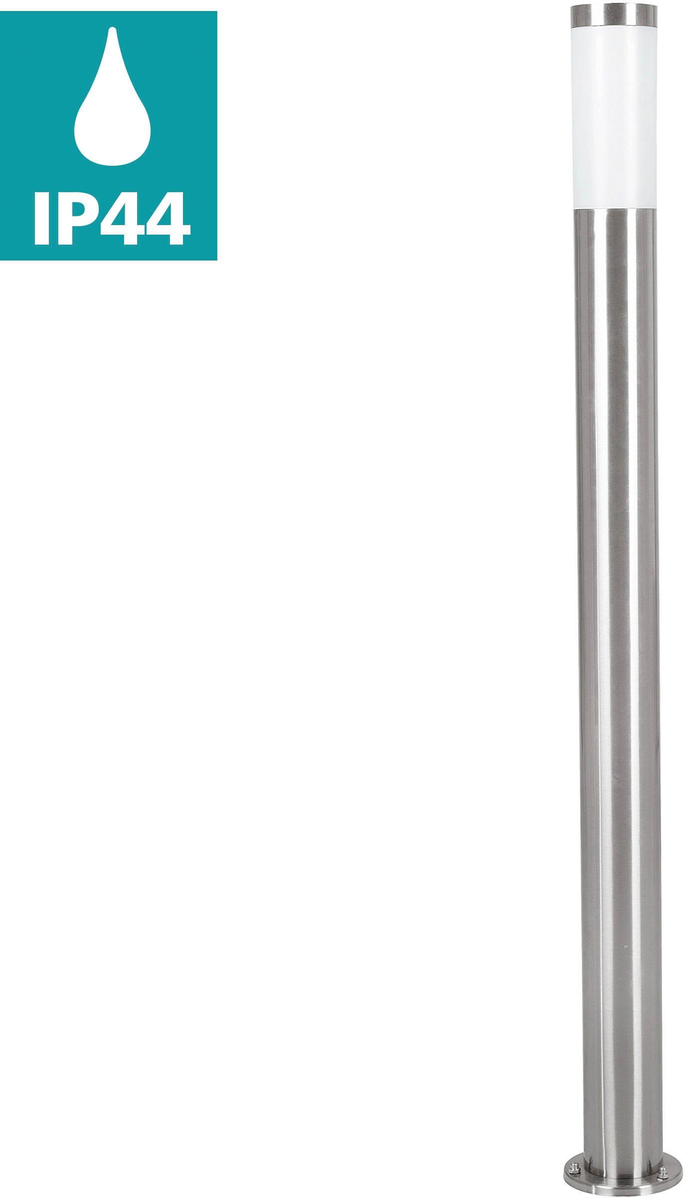 EGLO Stehlampe HELSINKI Stehlampe, Edelstahl und Kunststoff, IP65, Außenlampe, Lampe, Dimmfunktion, ohne Leuchtmittel, Außenleuchte, Wegeleuchte aus Edelstahl und Kunststoff, E27, IP44