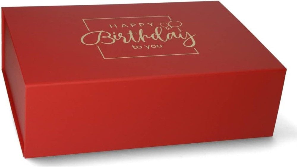 ideas in Boxes Geschenkbox Happy Birthday Geschenkkarton, Premium Magnetbox, Geschenkverpackung für Geburtstag mit Schriftzug