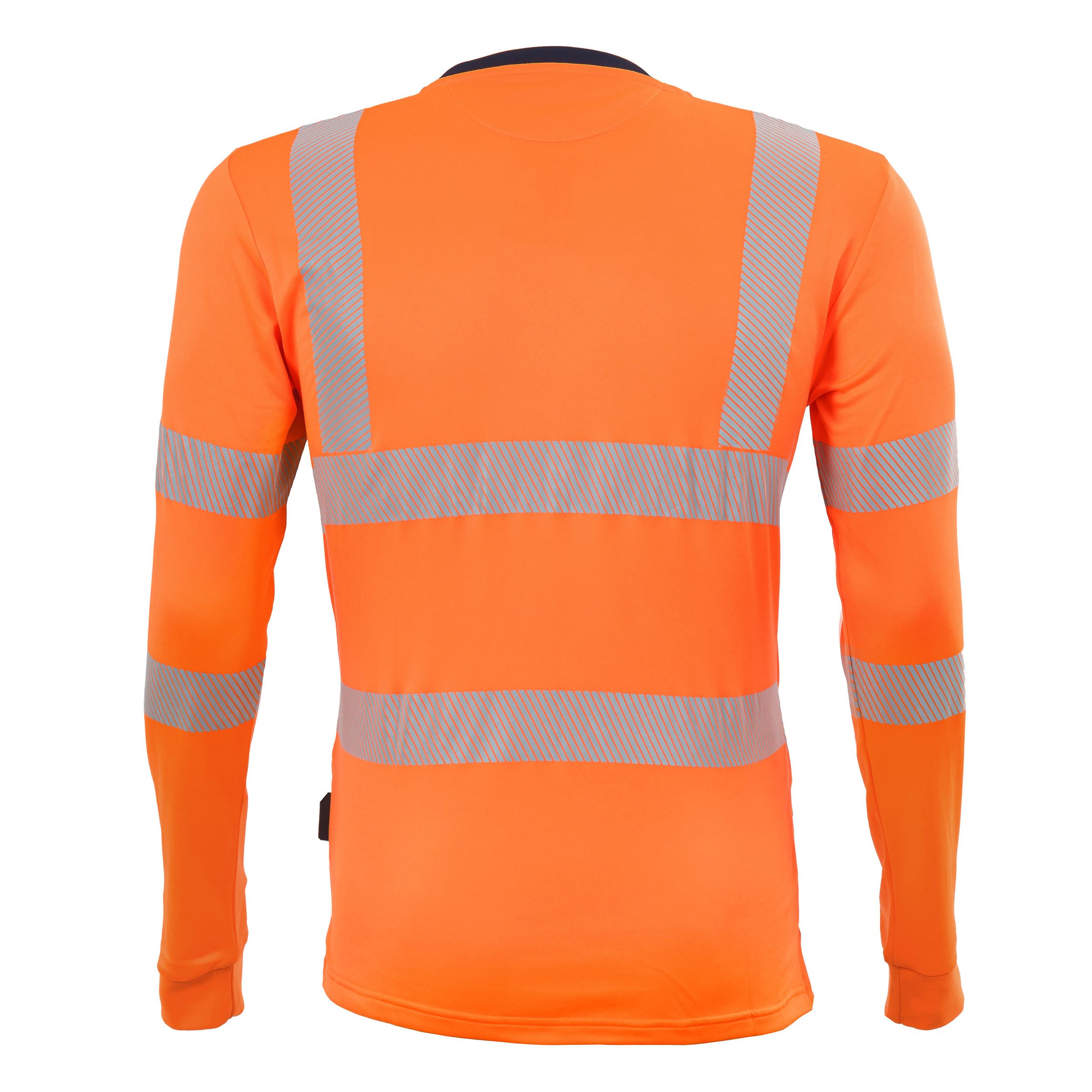 Qualitex Workwear Warnschutz-Shirt signalfarbenes Longsleeve aus Lyocell - UV-Schutz & Zertifizierung (1-tlg) reflektierendes Langarm-Shirt, Warnschutz-Arbeitsshirt, Atmungsaktiv