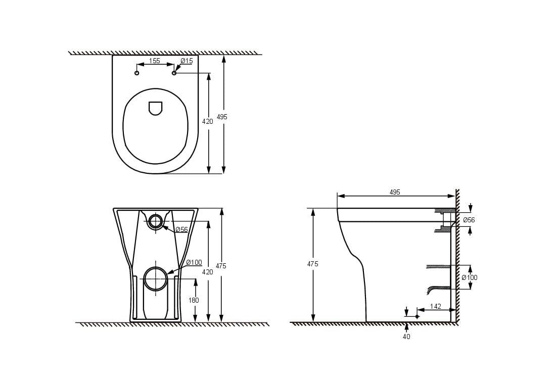 Primaster Tiefspül-WC Primaster Stand WC spülrandlos Kappa Tiefspüler