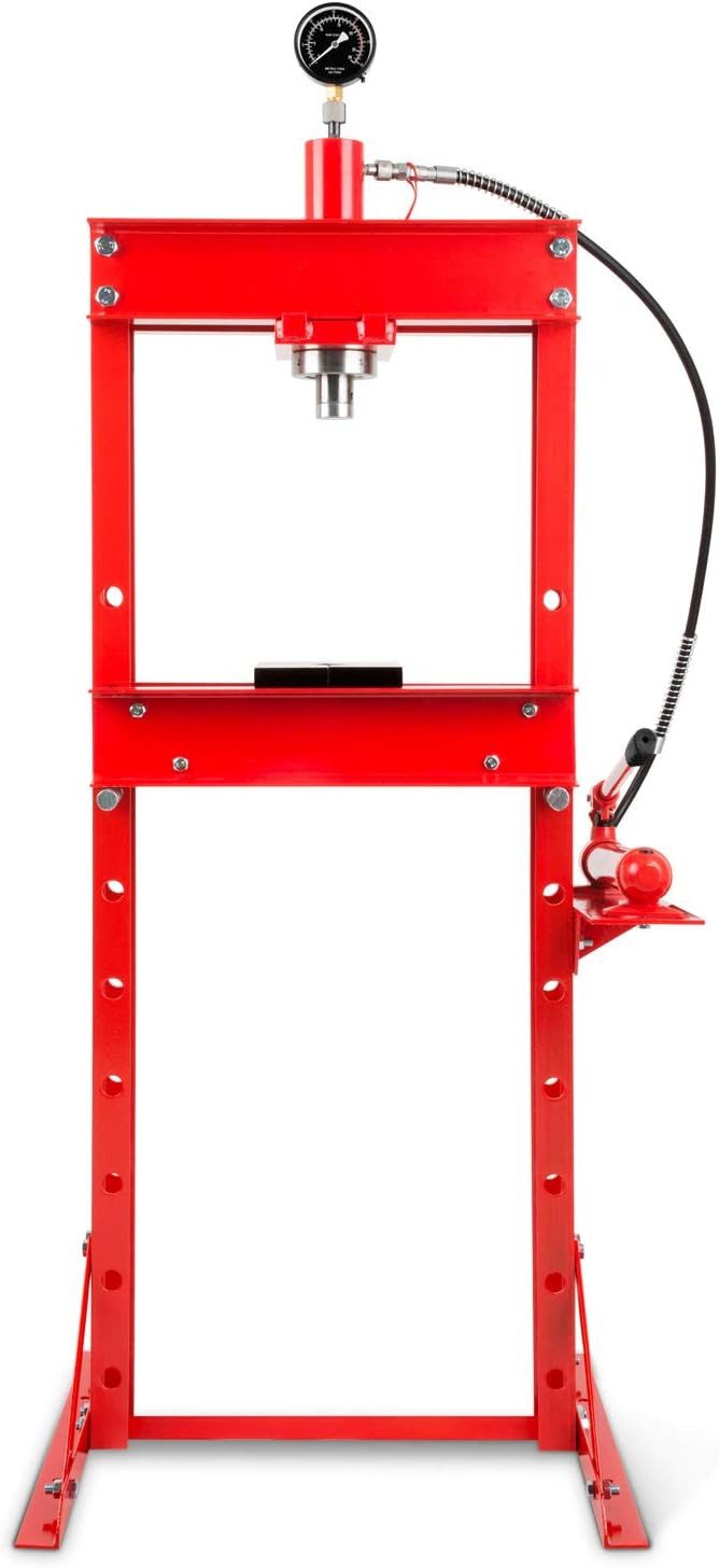 EBERTH Werkstattpresse Werkstattpresse 20T Presse hydraulisch mit Manometer, max. 20 in t, 8-fach verstellbar, Arbeitshöhe 1035 mm