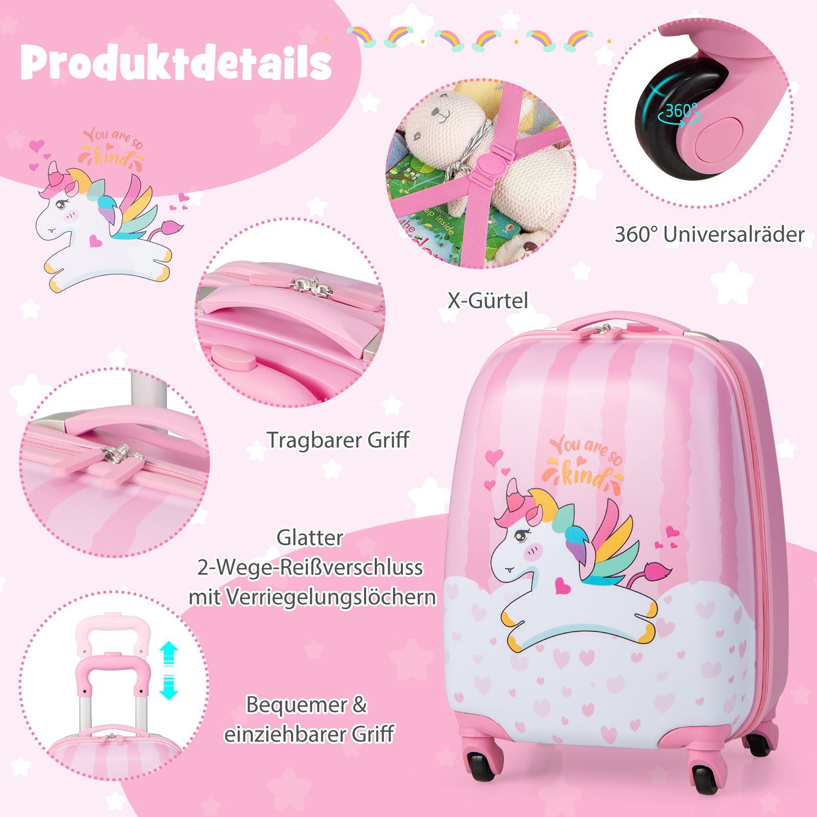 COSTWAY Kinderkoffer 2tlg Kinderkoffer, mit Rucksack