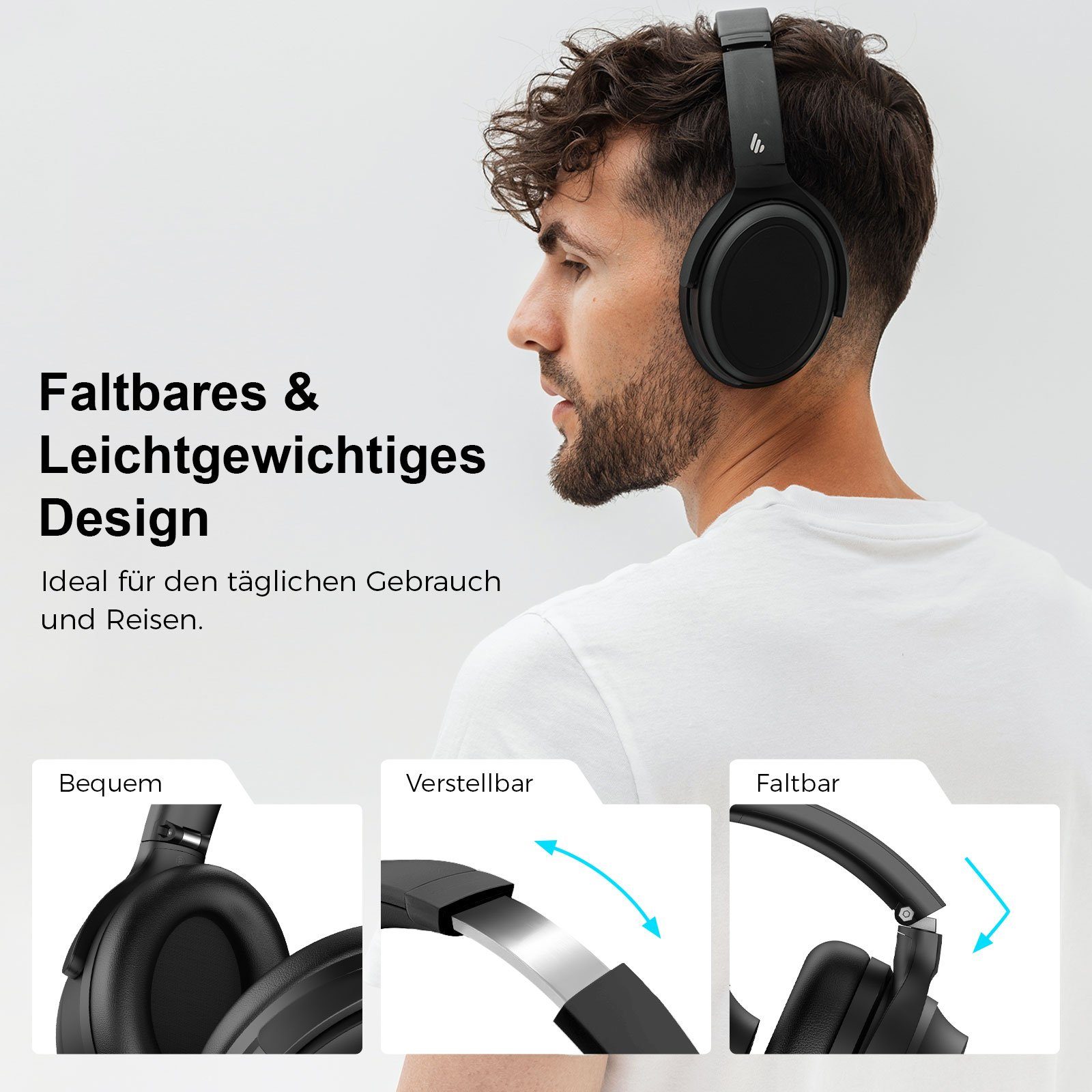 Edifier® WH700NB Kabellose aktive Geräuschunterdrückung Schwarz 5.3, (Aktiver Doppelgeräte-Verbindung) Over-Ear-Kopfhörer Geräuschunterdrückung, Bluetooth