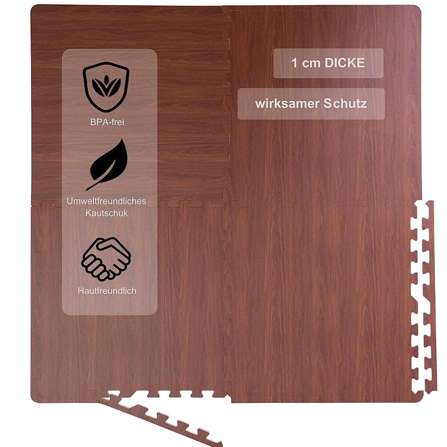 BodenMax Bodenturnmatte BodenMax Sportmatte cm puzzle, 58x58x1 Bodenschutzmatte Holzoptik 36stück=11.34m²(10.46€/m²)Dunkle