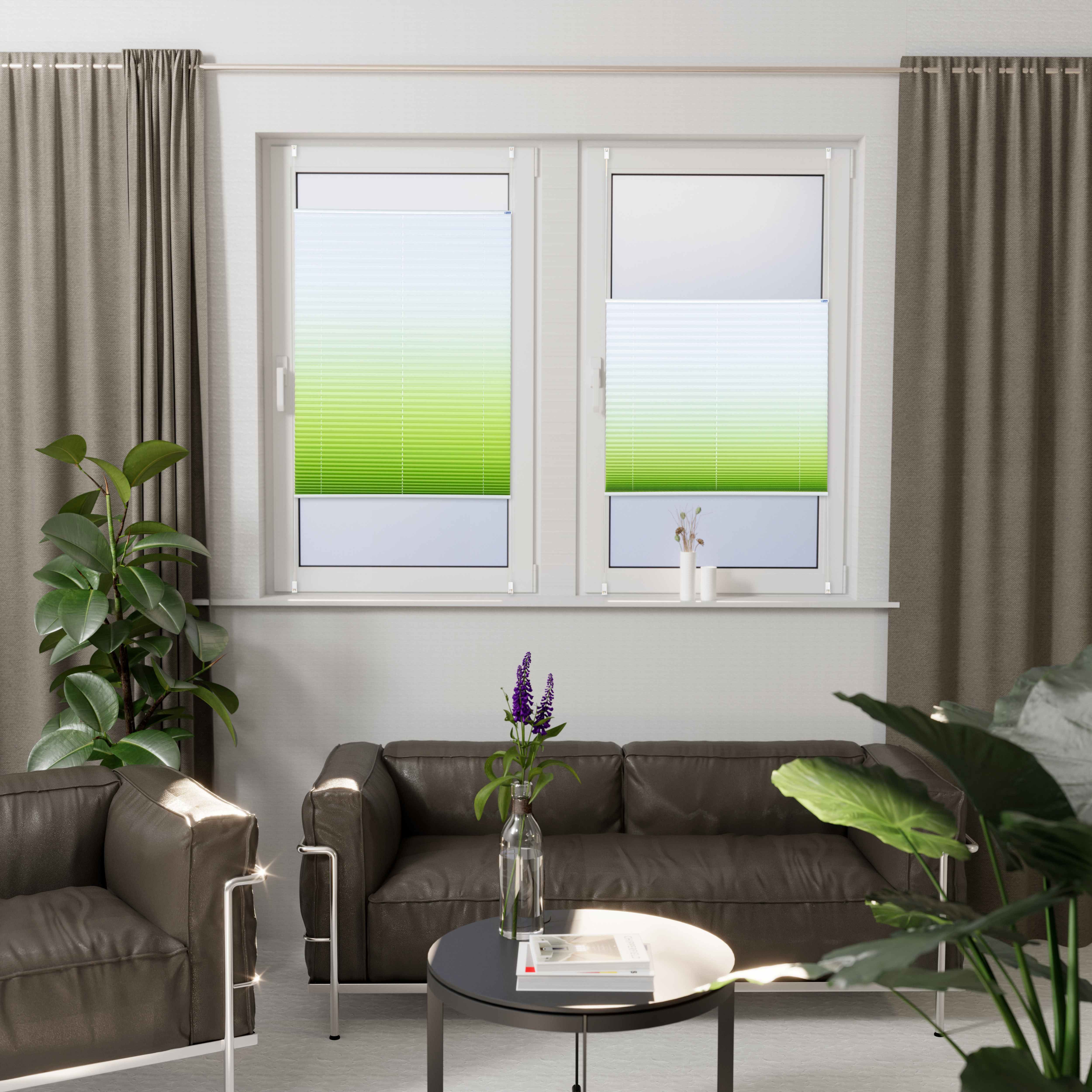 K-HOME Plissee Farbverlauf Sunrise, Lichtschutz, ohne Bohren, verspannt, Klemmfix