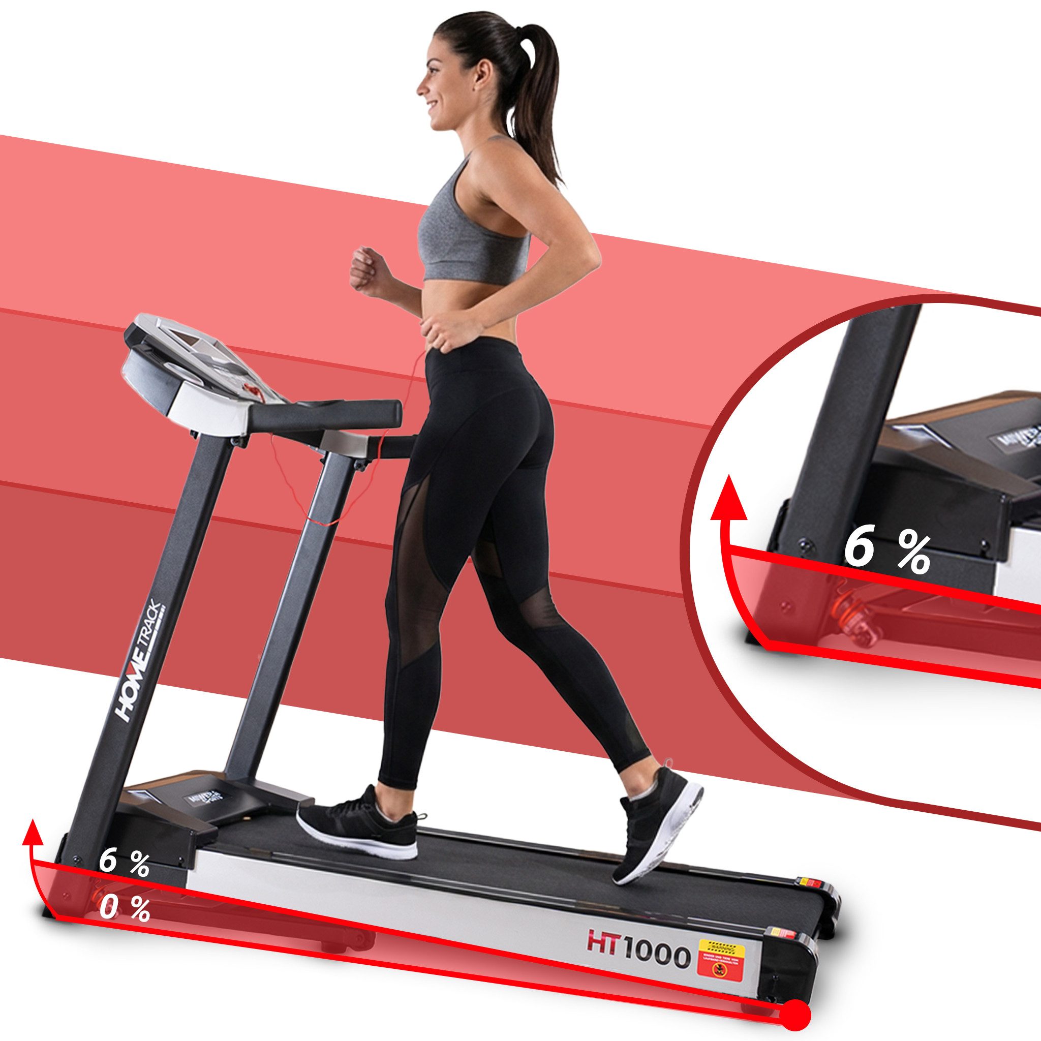 Miweba Sports Laufband klappbar HT1000F - bis 16 km/h - bis 6% Steigung (Laufband für Zuhause, Walking Pad, Treadmill, Heimtrainer, Speedrunner, 16 Laufprogramme, Tablet Halterung, extra große Lauffläche), Laufband klappbar, Laufband klein für zur Hause, Laufband mit Steigung