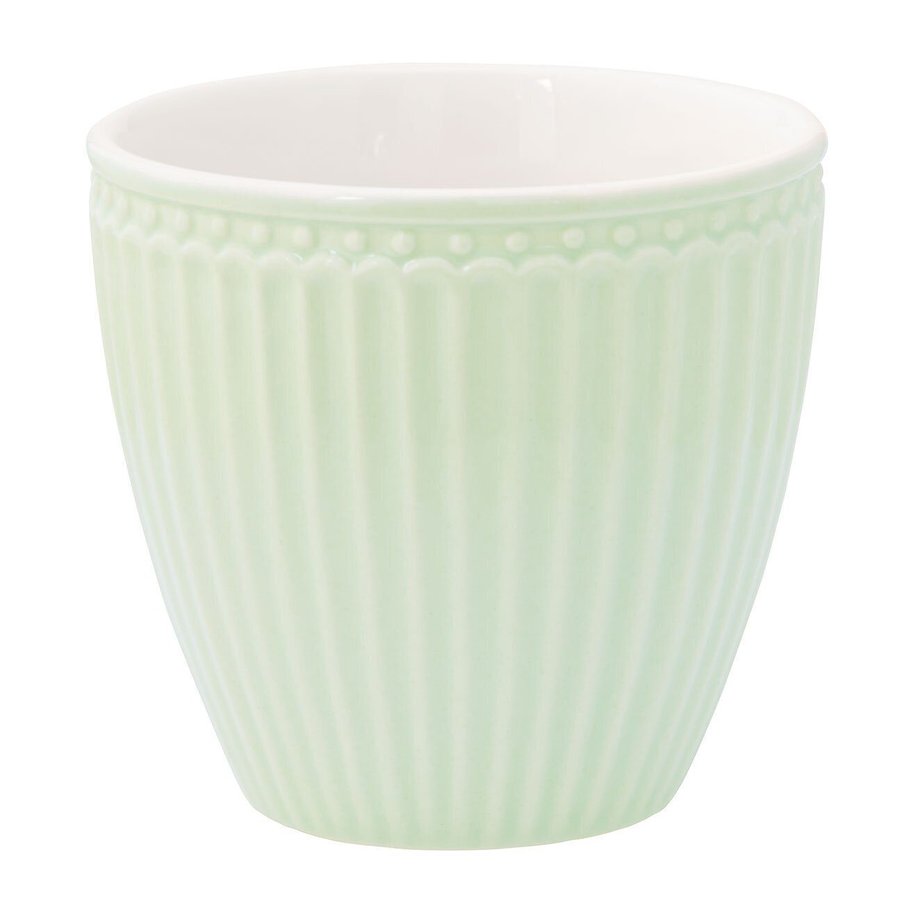 Kleine Tasse Steingut Latte Greengate green pale Alice,