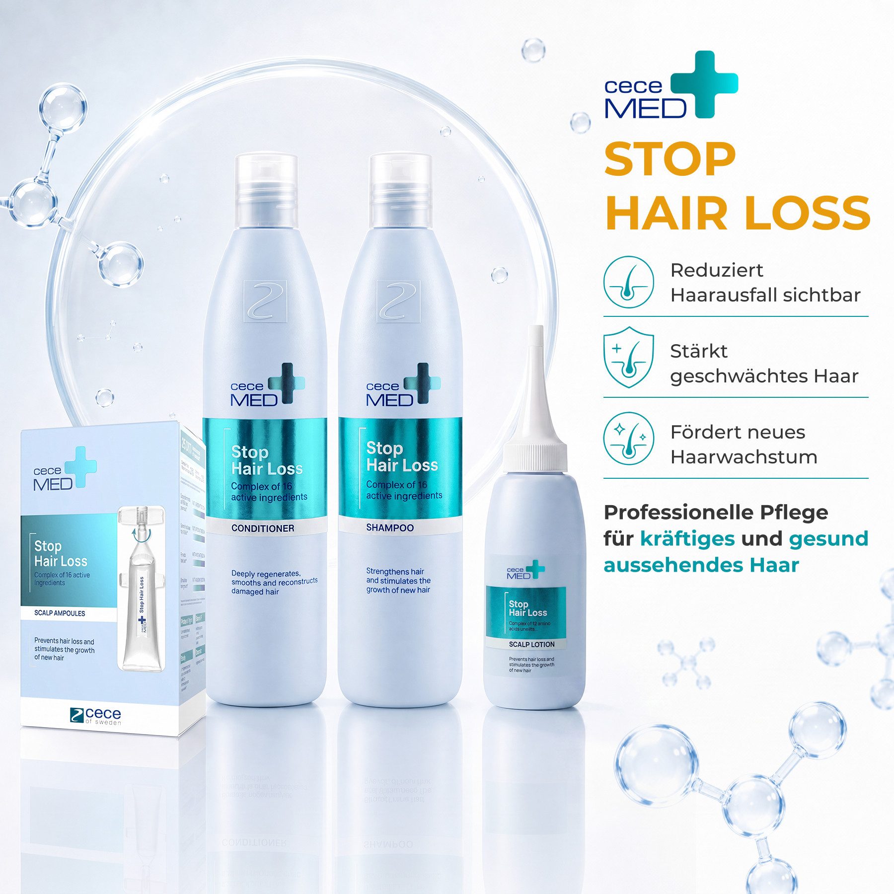 CECE MED Haarshampoo Repair gegen Haarausfall Kräftigendes Haarshampoo für Haarwachstum, 1-tlg., Haar-Repair, Haarwuchs, Intensivpflege, Nährend, Tiefenreinigend