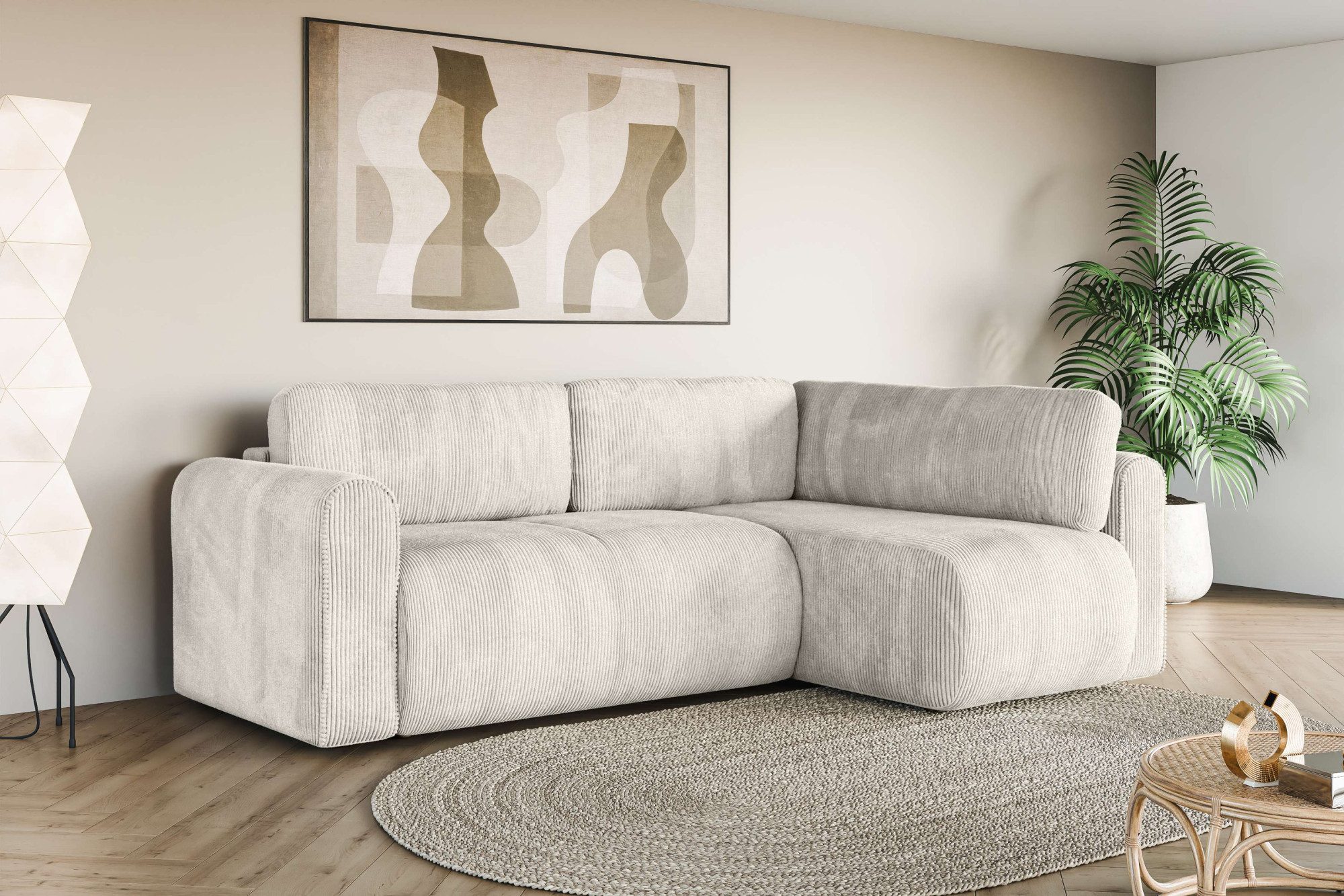 OTTO home Ecksofa Zacharia wahlweise Schlafsofa mit Bettkasten, B/T/H 250/166/86 cm, L-Form mit Wellenunterfederung, Ottomane rechts oder links bestellbar