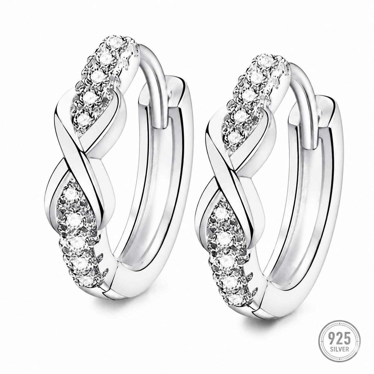 Taffstyle Paar Creolen 925 Sterling Silber Ohrringe Creolen Zirkonia Silbercreolen elegant (Zeitlose Creolen aus 925 Sterling Silber mit funkelnden Zirkonia für elegante Looks im Alltag und zu besonderen Anlässen)