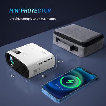 ELEPHAS Mini Full HD 1080P Tragbarer Portabler Projektor (8000 lm, 1920 x 1080 px, kompatibel mit Android/iOS/Windows/TV Stick/HDMI/USB)