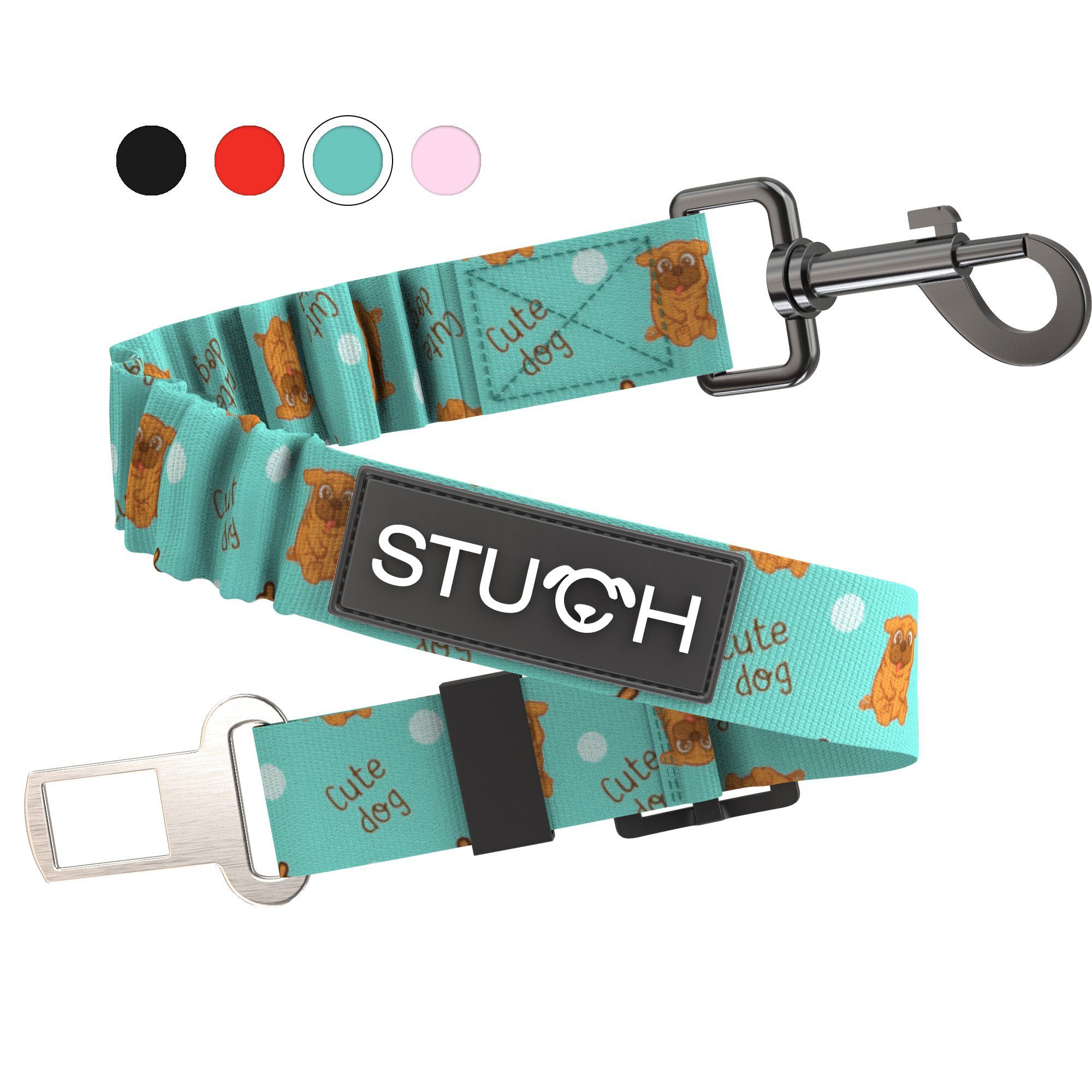 STUCH Autohundegeschirr Universeller Bungee Sicherheitsgurt für Hunde & Katzen - Hundegurt fürs Auto - Gurt, Polyester, Längenverstellbar 60-80cm, Universell für jede Hunderasse, Universell für fast jedes Auto