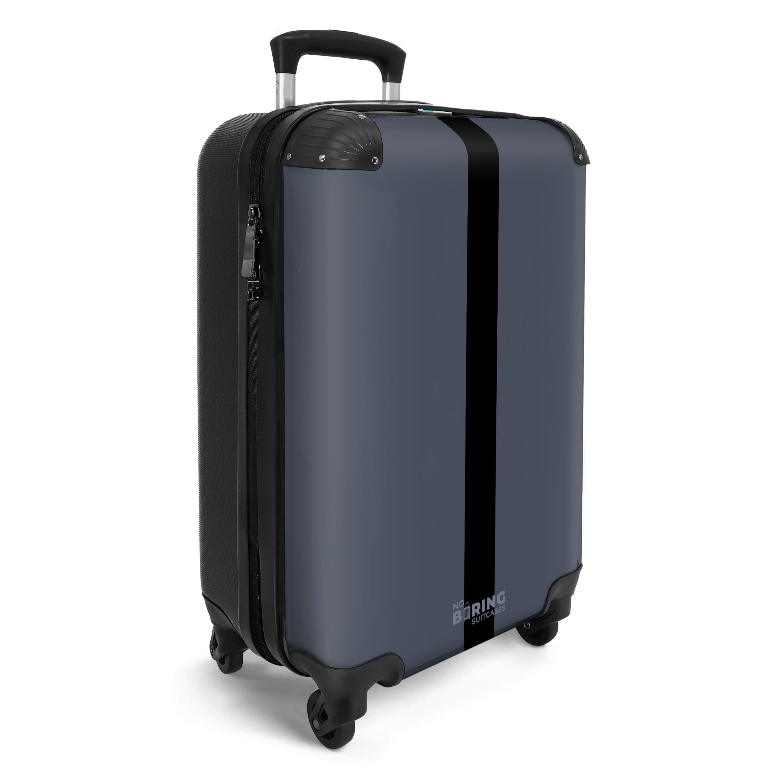 NoBoringSuitcases.com© Hartschalen-Trolley Blau mit schwarzem Streifen günstig online kaufen