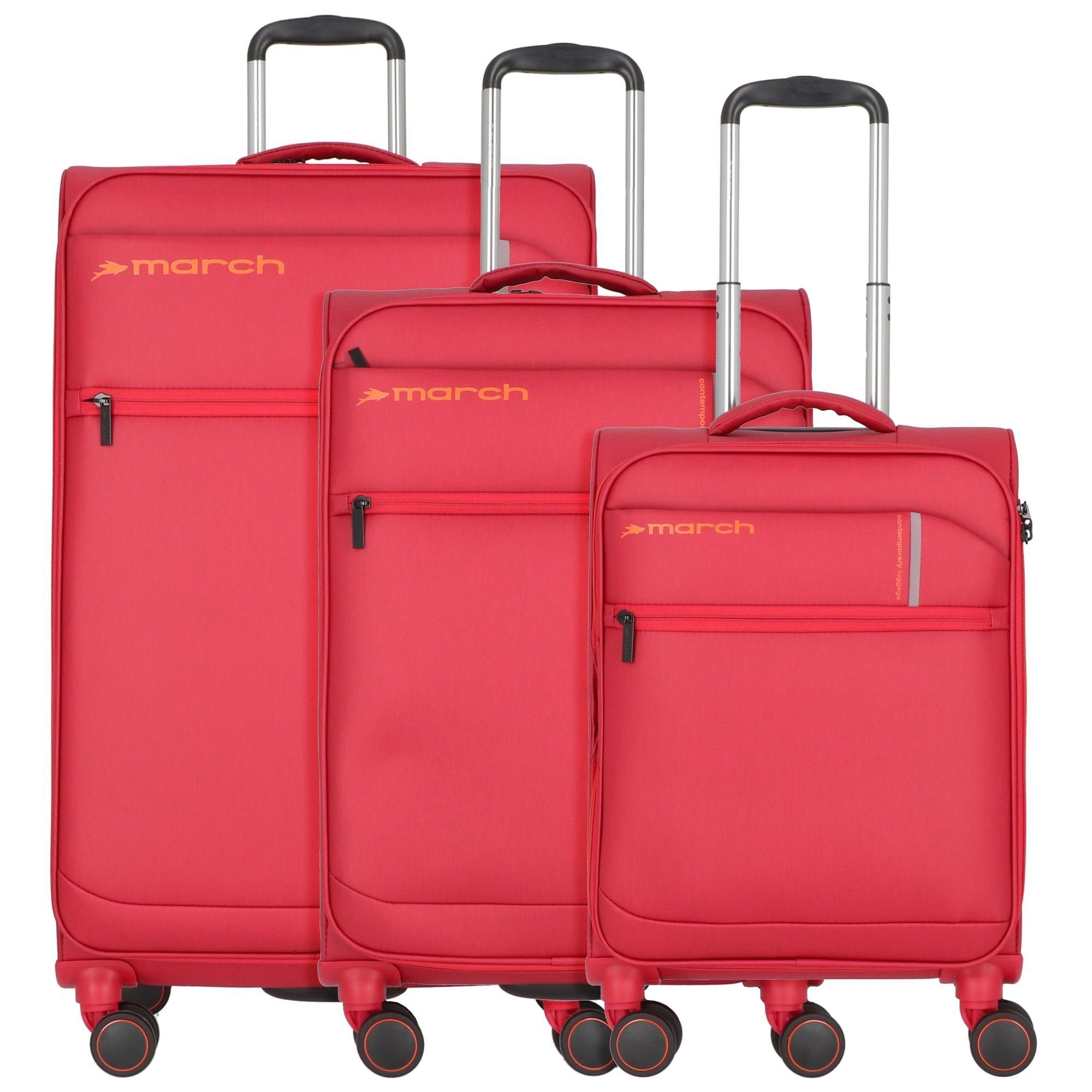 March15 Trading Trolleyset (3-teilig, red 4 Polyester Silhouette, 3 tlg), Rollen