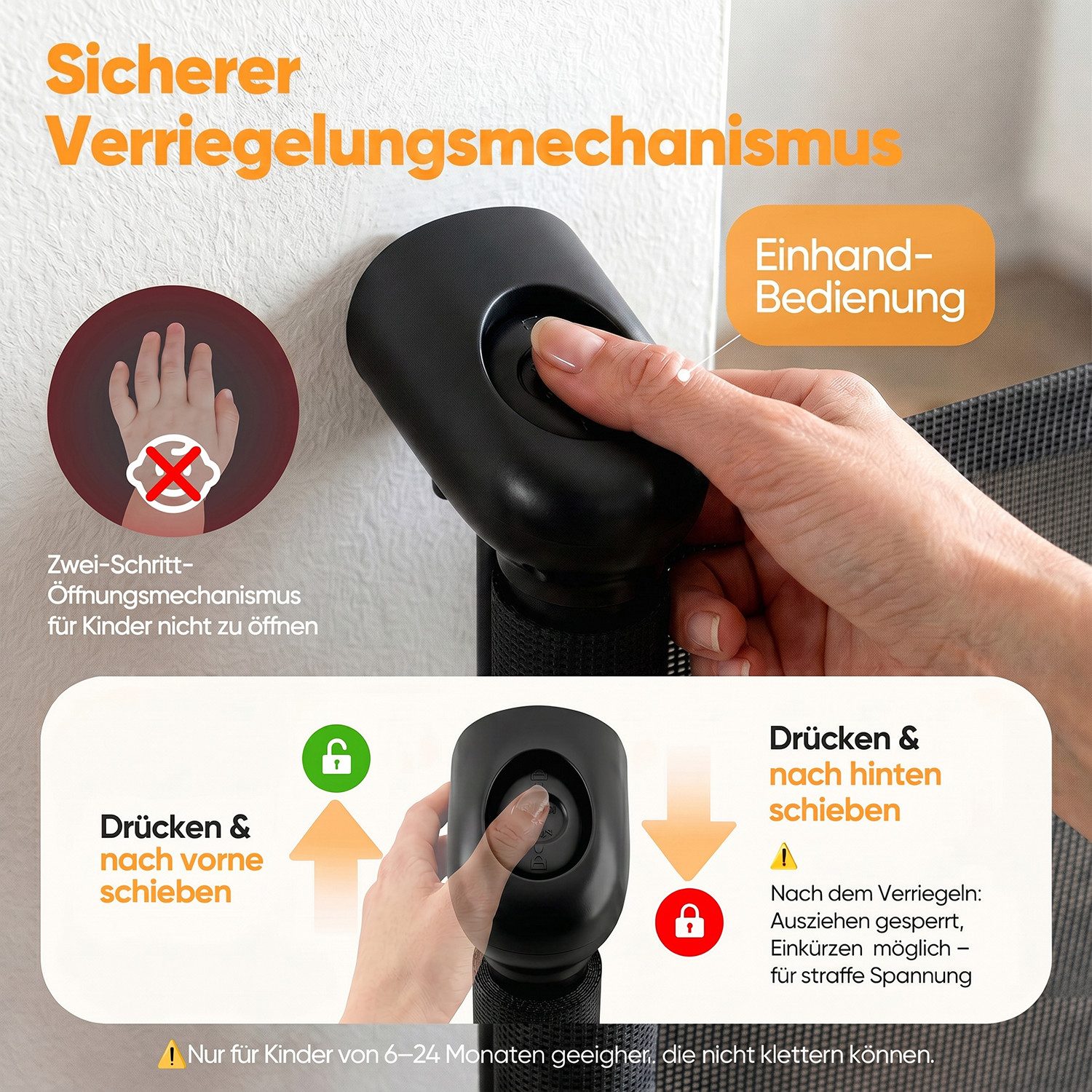 Sekey Treppenschutzgitter Treppenschutzgitter ausziehbar Absperrgitter Hund Kinder Schutzgitter (1 St), 0–150 cm Schwarz, 1 Stück, mit Bohren, geeignet für Innen & Außen