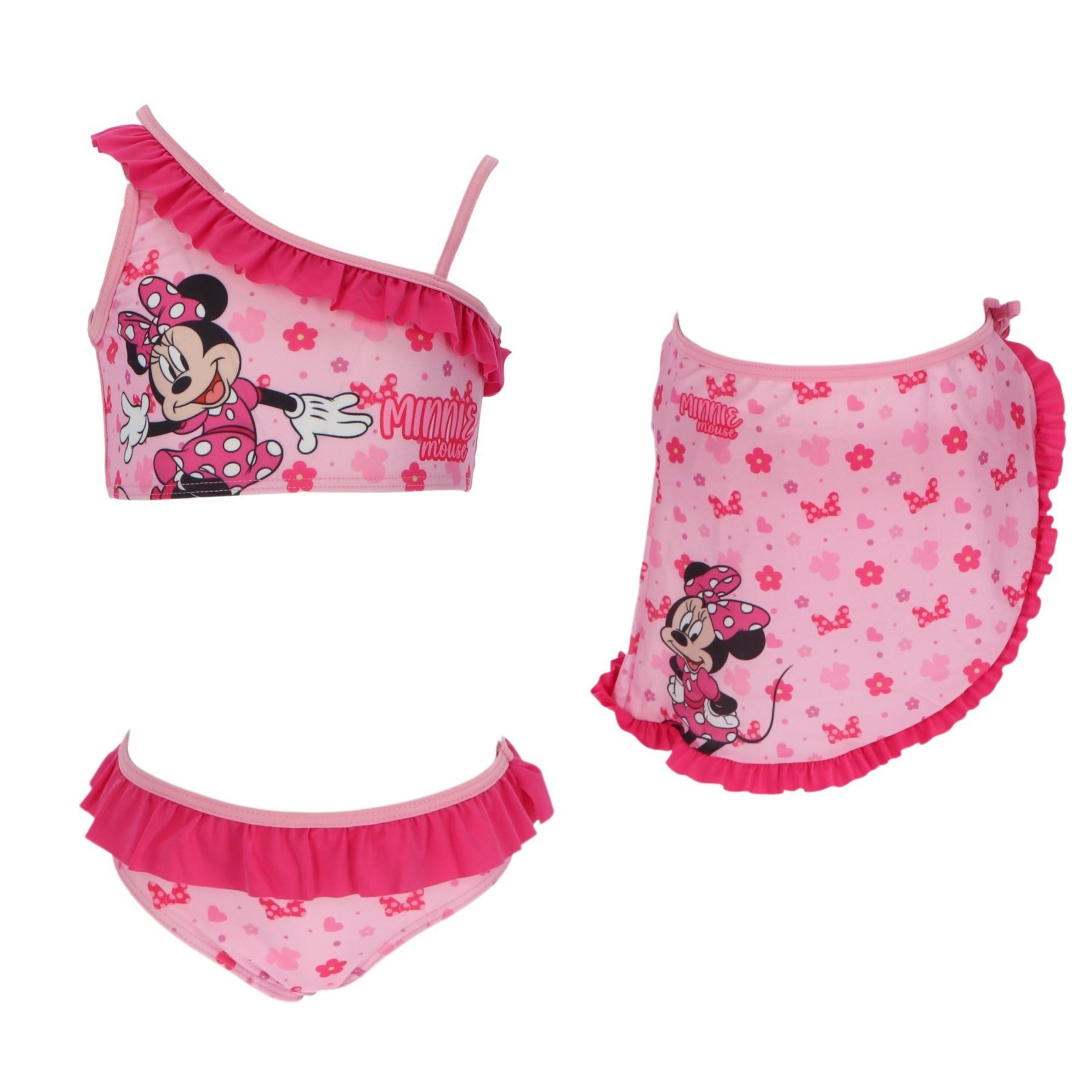 Disney Minnie Mouse Badeanzug Kinder Bikini mit Sarong Badebekleidung