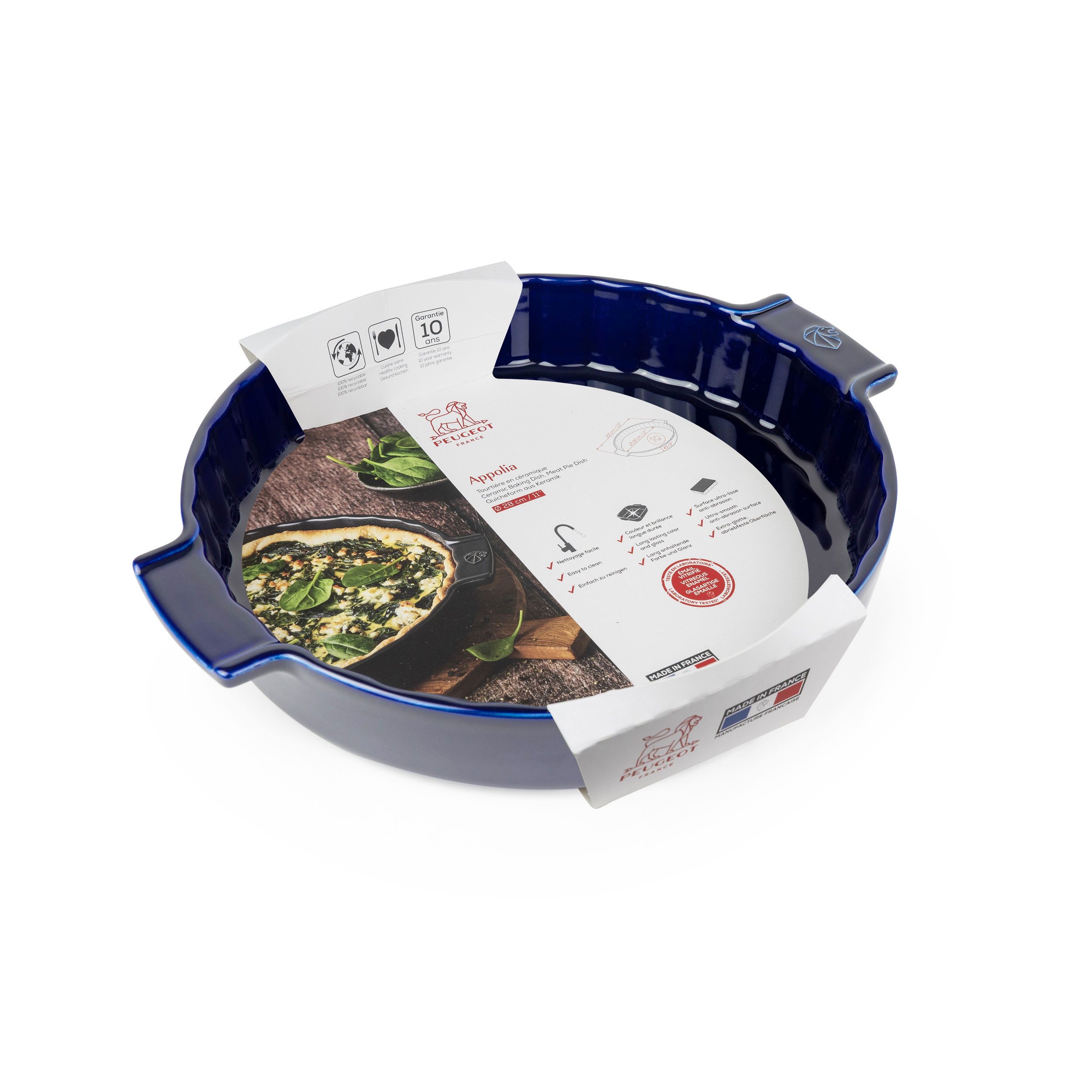 PEUGEOT Quicheform APPOLIA Keramik 30cm Blau Tortenform Ofen Spülmaschinenfest