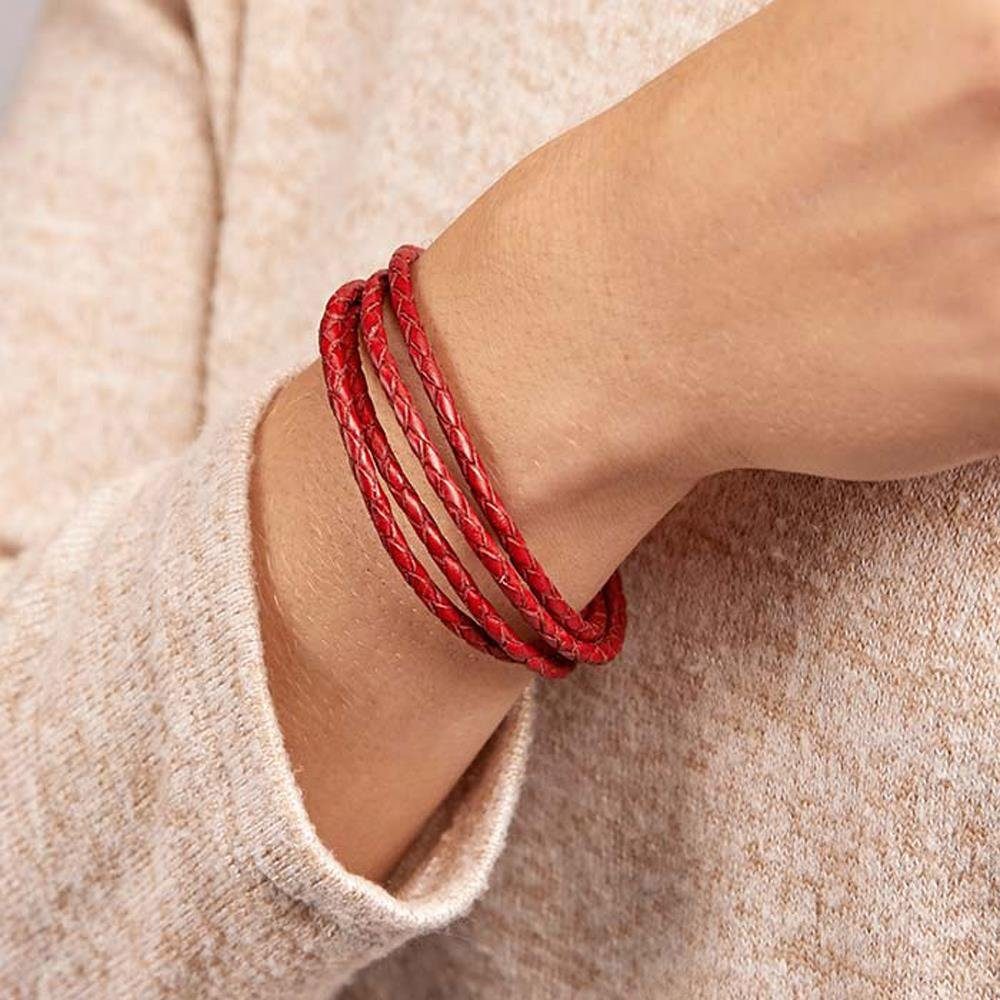 Unique Lederarmband Rotes Unique Lederarmband mit Edelstahlverschluss LB025 günstig online kaufen