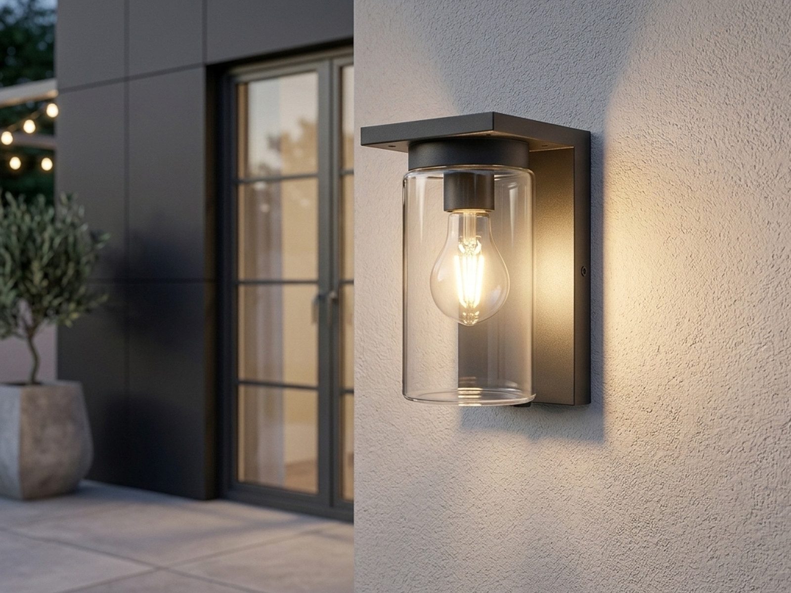 TRIO Leuchten LED Außen-Wandleuchte mit Dämmerungssensor, Höhe 19cm, LED wechselbar, Warmweiß, Außenleuchte inkl. E27 LED zur Fassadenbeleuchtung, Wand-Lampe Laterne