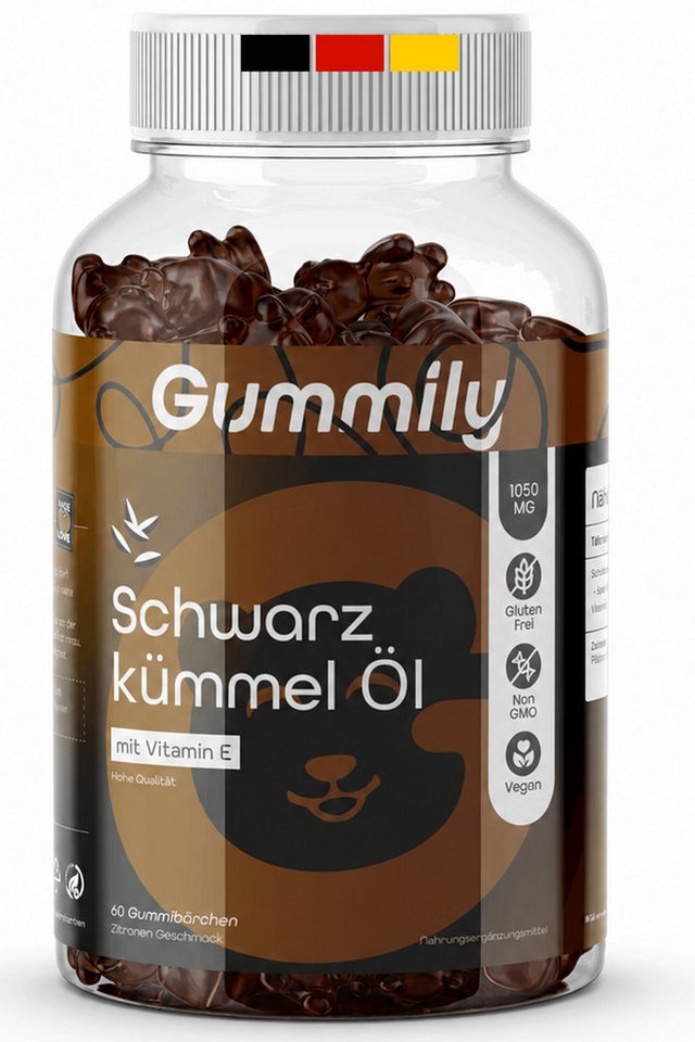 Gummily® Schwarzkümmelöl Gummibärchen, 60 St., 21 mg Thymochinon (TQ) - Vitamin E