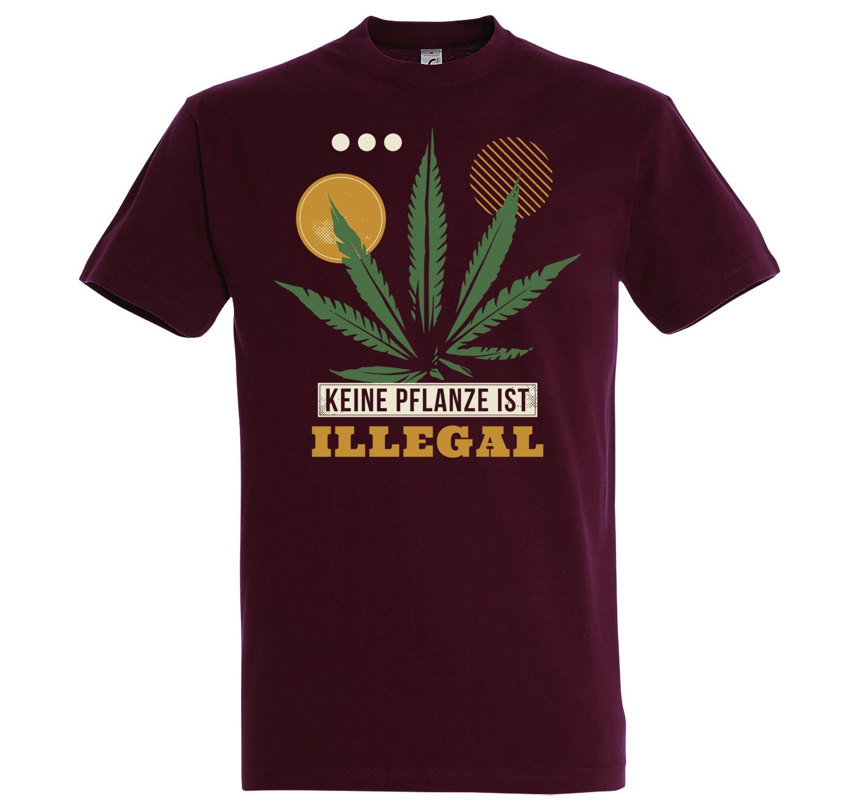 Youth T-Shirt Designz Frontprint T-Shirt Keine trendigem mit ist Illegal Burgund Herren Pflanze
