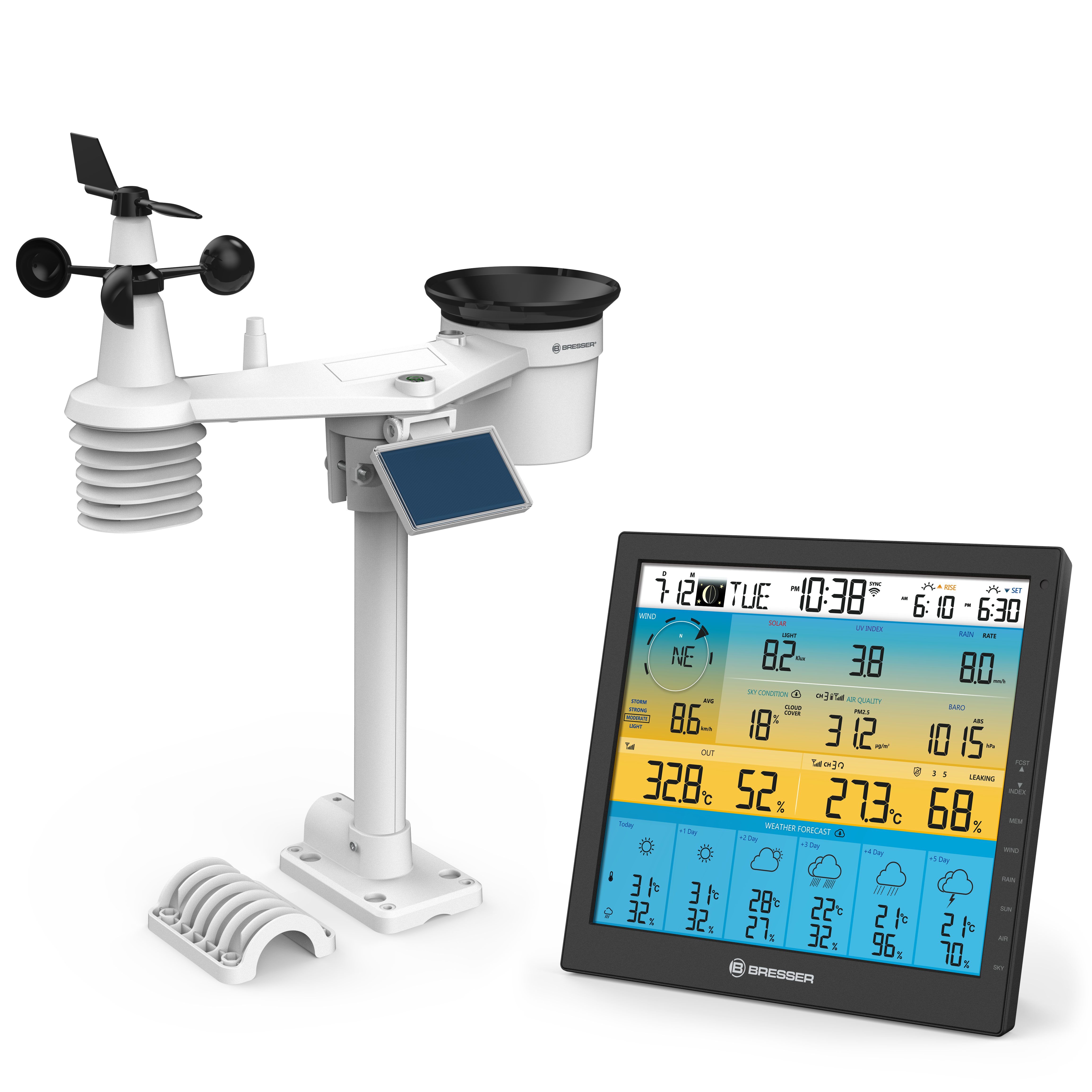 BRESSER BRESSER 7-in-1-WLAN-Wetterstation 4CAST mit 6-Tage-Vorhersage Wetterstation