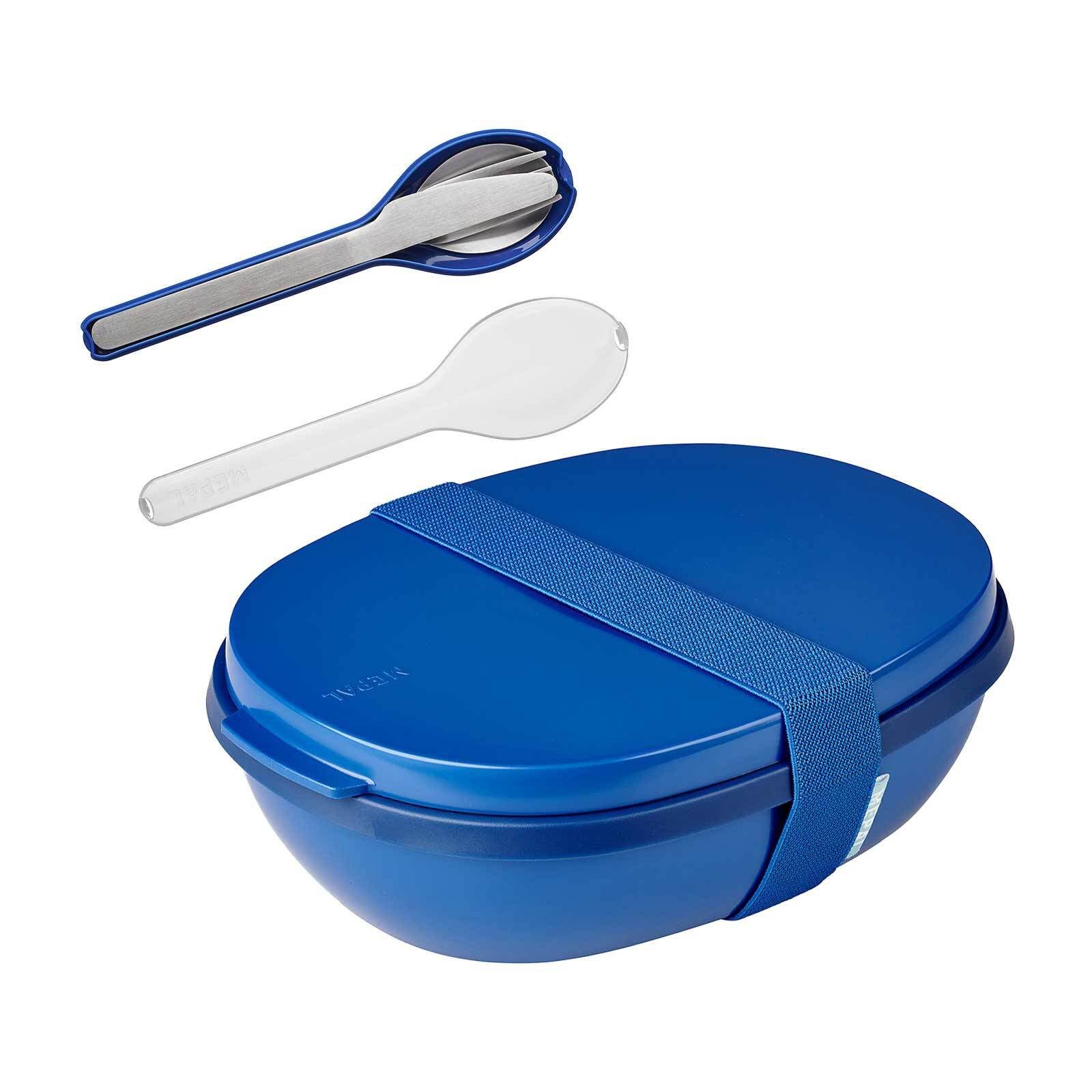 Mepal Lunchbox Ellipse Lunchbox Duo mit Besteck 22,5 x 17,5 cm, Material-Mix, (2-tlg), Spülmaschinengeeignet, Mikrowellenfest