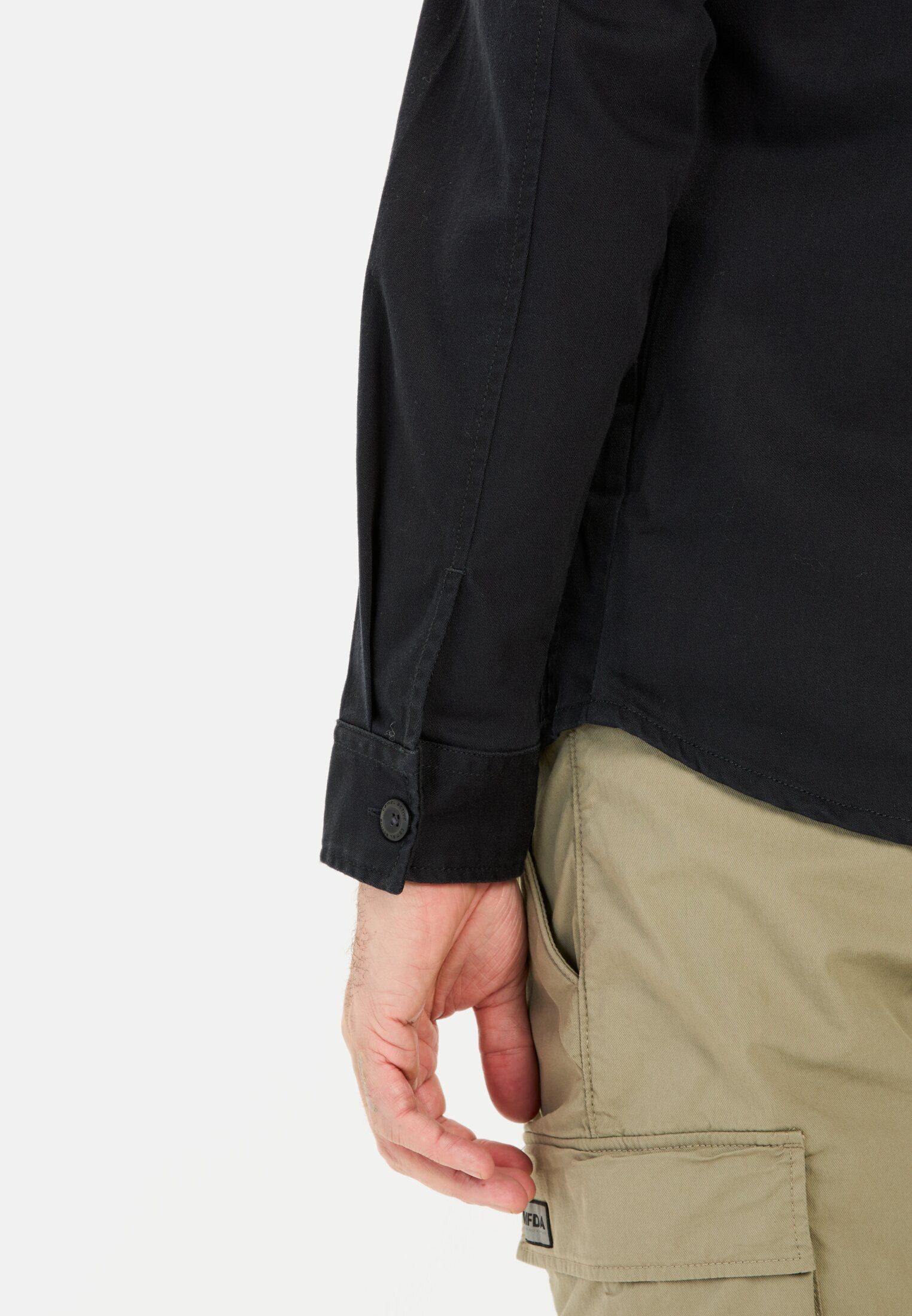 camel active Hemdjacke aus reiner Baumwolle Langarm Hemdblusenkragen Markenlogo