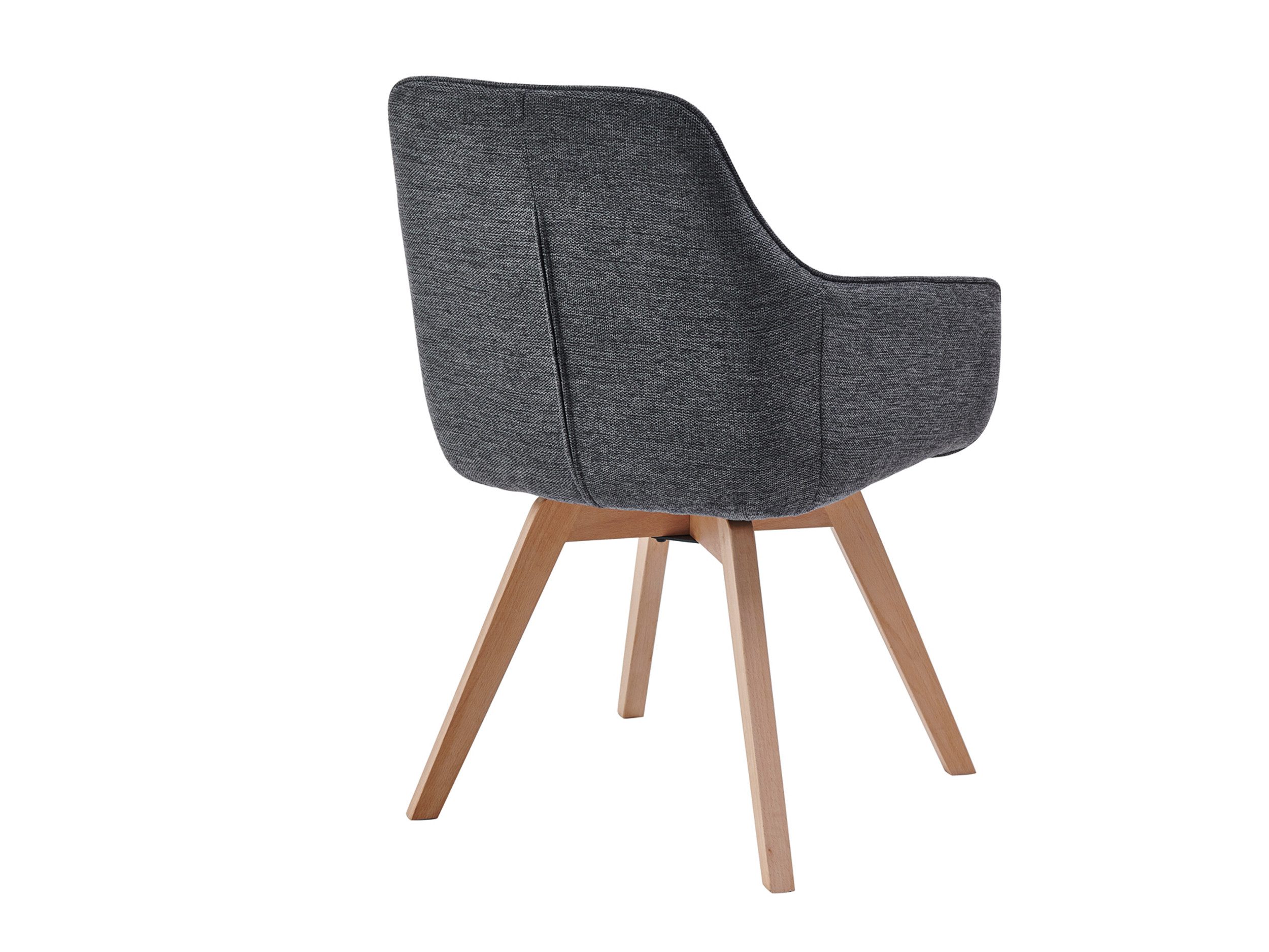 Massivart® Polsterstuhl 360 Grad drehbar, Esszimmerstuhl mit Armlehnen, Webstoff, »LIPARI«, Sitz fest gepolstert • Federkorb • Gestell Eiche farbig • BOHO Stil – Bild 5 von 5