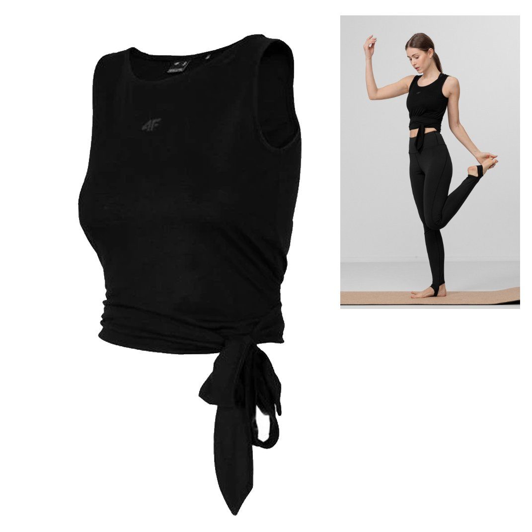 Damen Sport schwarz Yoga Kurzarmshirt Tank Shirt 4F 4F Top, - ärmelloses