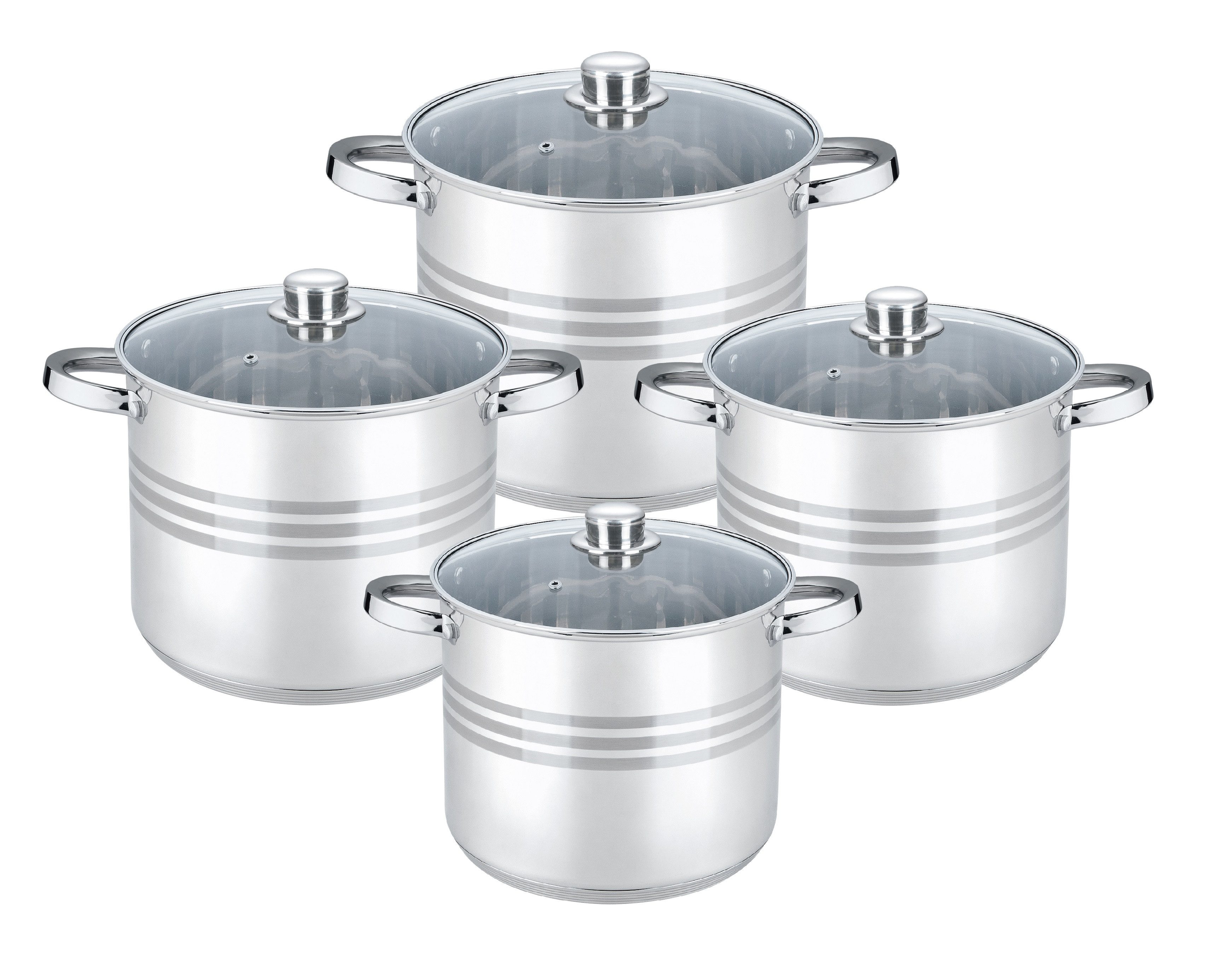 Topf-Set Cheffinger Kochtopf Pfannen Topfset Glasdeckel 8-tlg Induktion