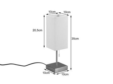 meineWunschleuchte LED Nachttischlampe, Dimmfunktion, LED wechselbar, warmweiß, dimmbar mit USB Ladefunktion und Stoff Lampenschirm Weiß, Höhe 35cm