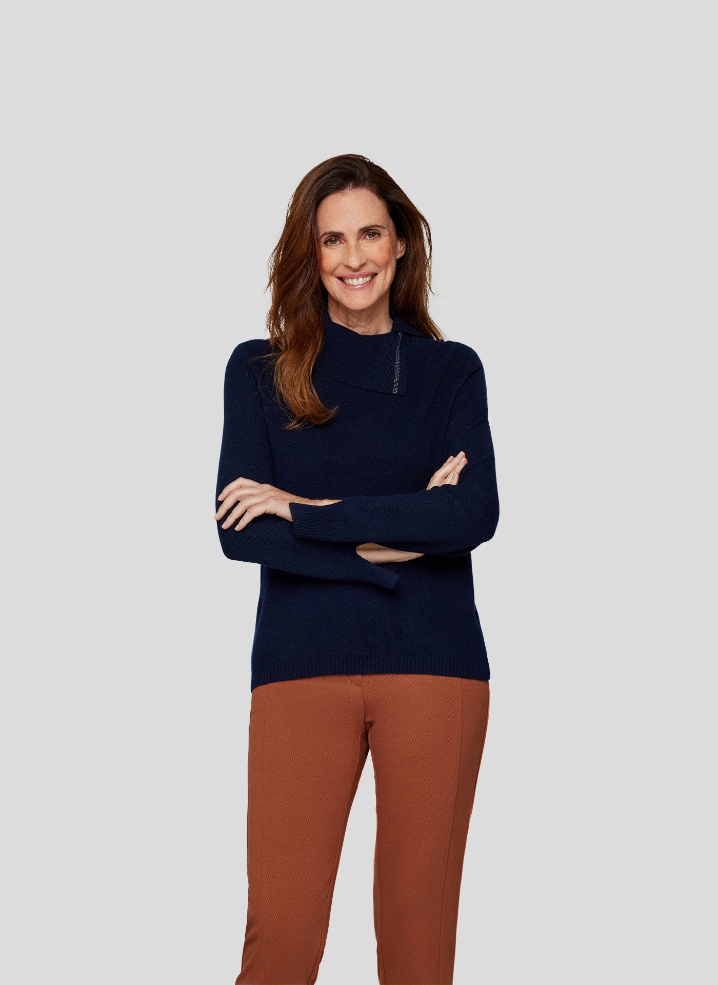 Strickpullover Rabe Pullover mit asymmetrischem Kragen und Glitzerdetails