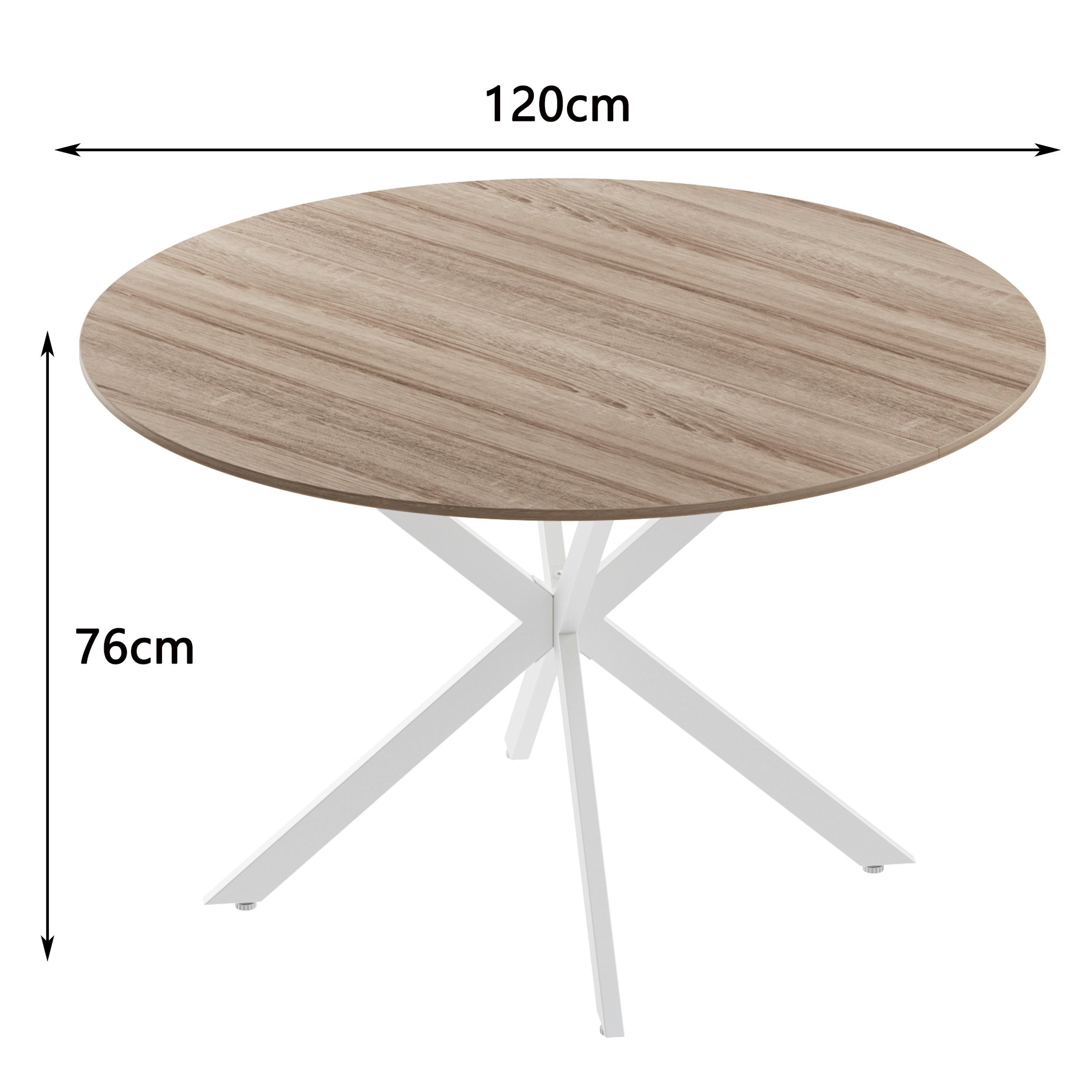 TWSOUL Esstisch Runder Hölzerner Küchentisch Retro Industrieller Esszimmert günstig online kaufen