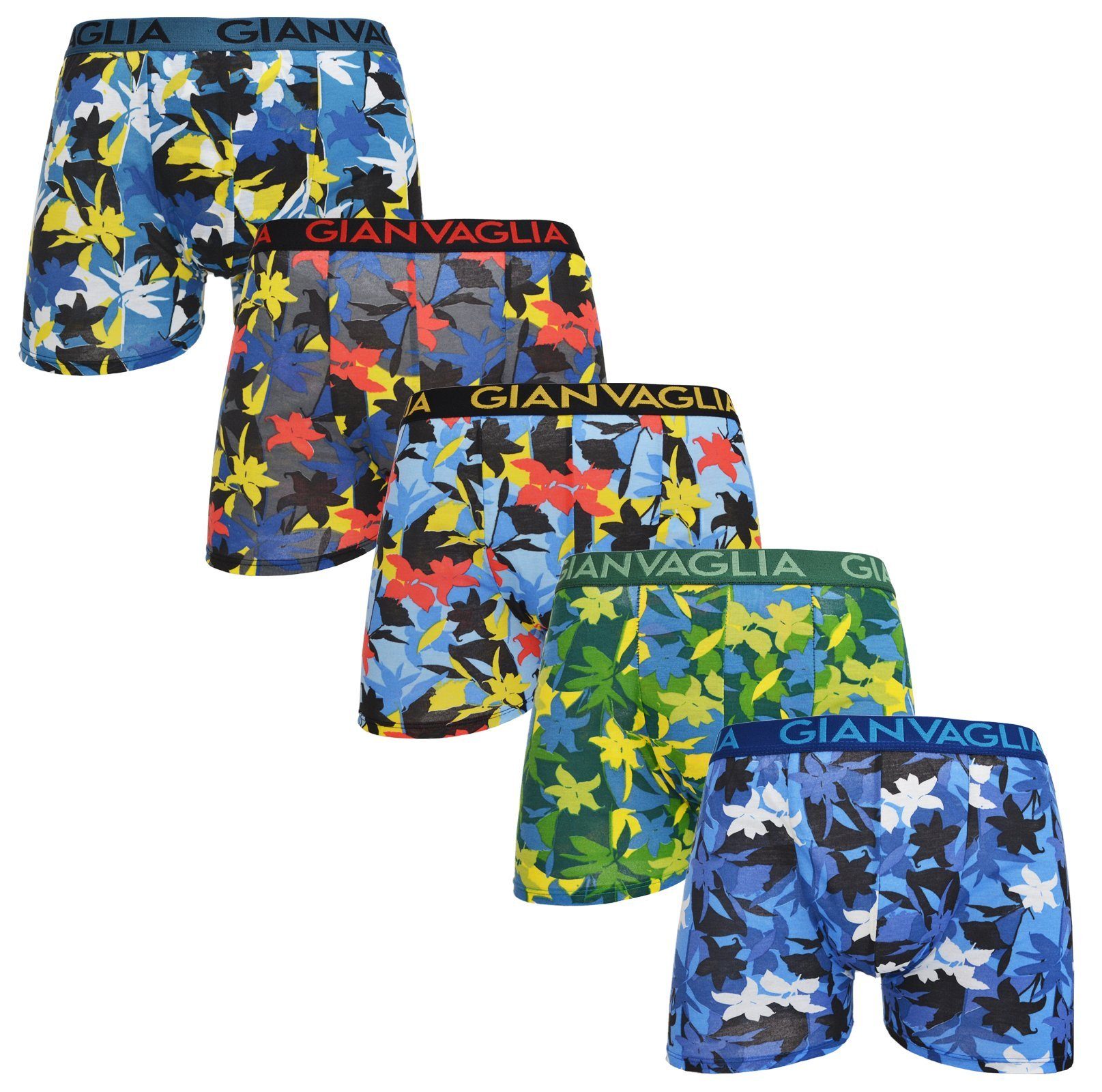 Boxershorts Boxershorts Herren 5er Set Blumen Premium Stretch Baumwolle 052