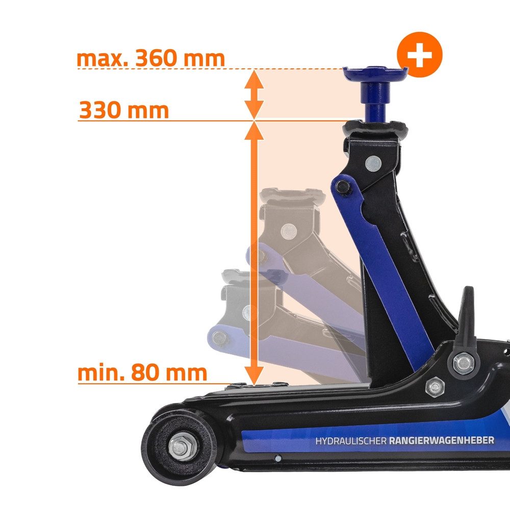 ECD Germany Unterstellbock Autoheber PKW TÜV/GS Zertifiziert für Haus und Werkstatt, 2500 kg max. Belastbarkeit, (1-St), Wagenheber hydraulisch 360° rollen Flache Hubhöhe 80-360mm SUV-Adapter