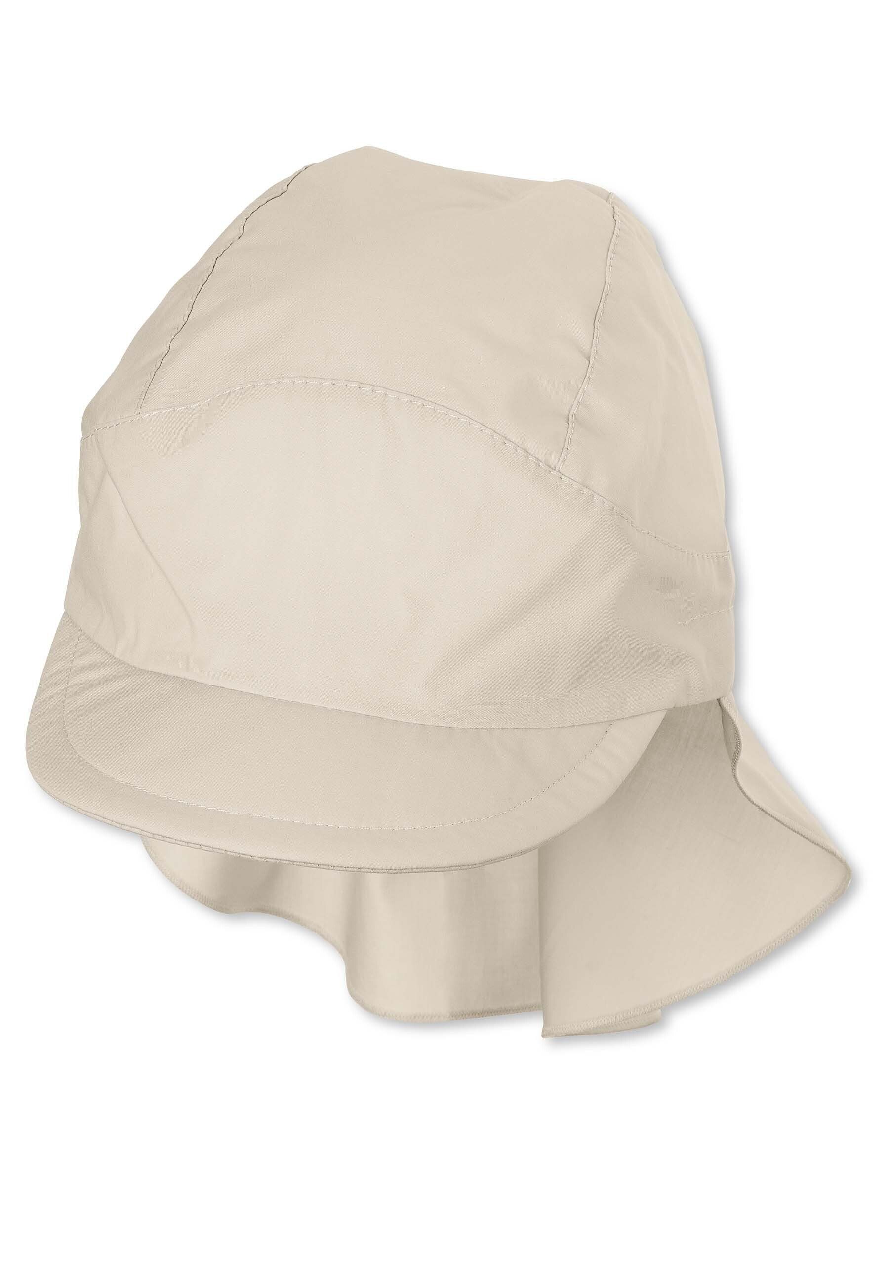 Sterntaler® Beanie Schirmmütze mit Nackenschutz (1-St., Erstlingsmütze bedruckt mit Sternen UV-Sonnenschutz 50) Kindermütze mit Schirm aus UV-Popeline unifarben beige