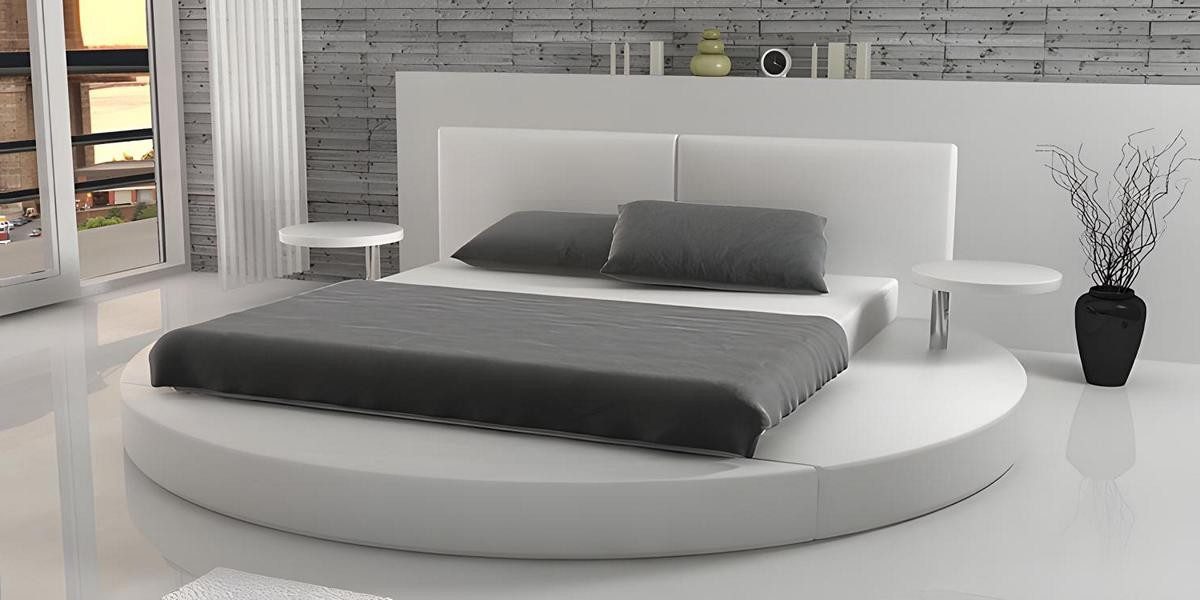 Xlmoebel Rundbett Weißes Designer-Rundbett mit luxuriösem Hotelstil (Rundbett, Bett), Hergestellt in Europa