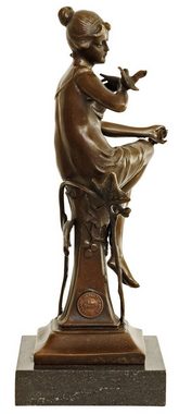 Aubaho Skulptur Bronzeskulptur Frau Vogel im Antik-Stil Bronze Figur Statue 23cm